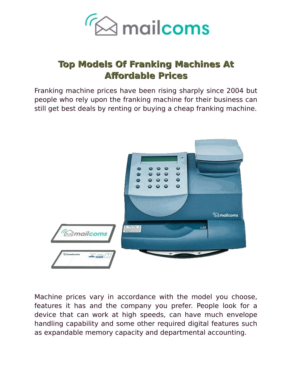 top models of franking machines at top models n.