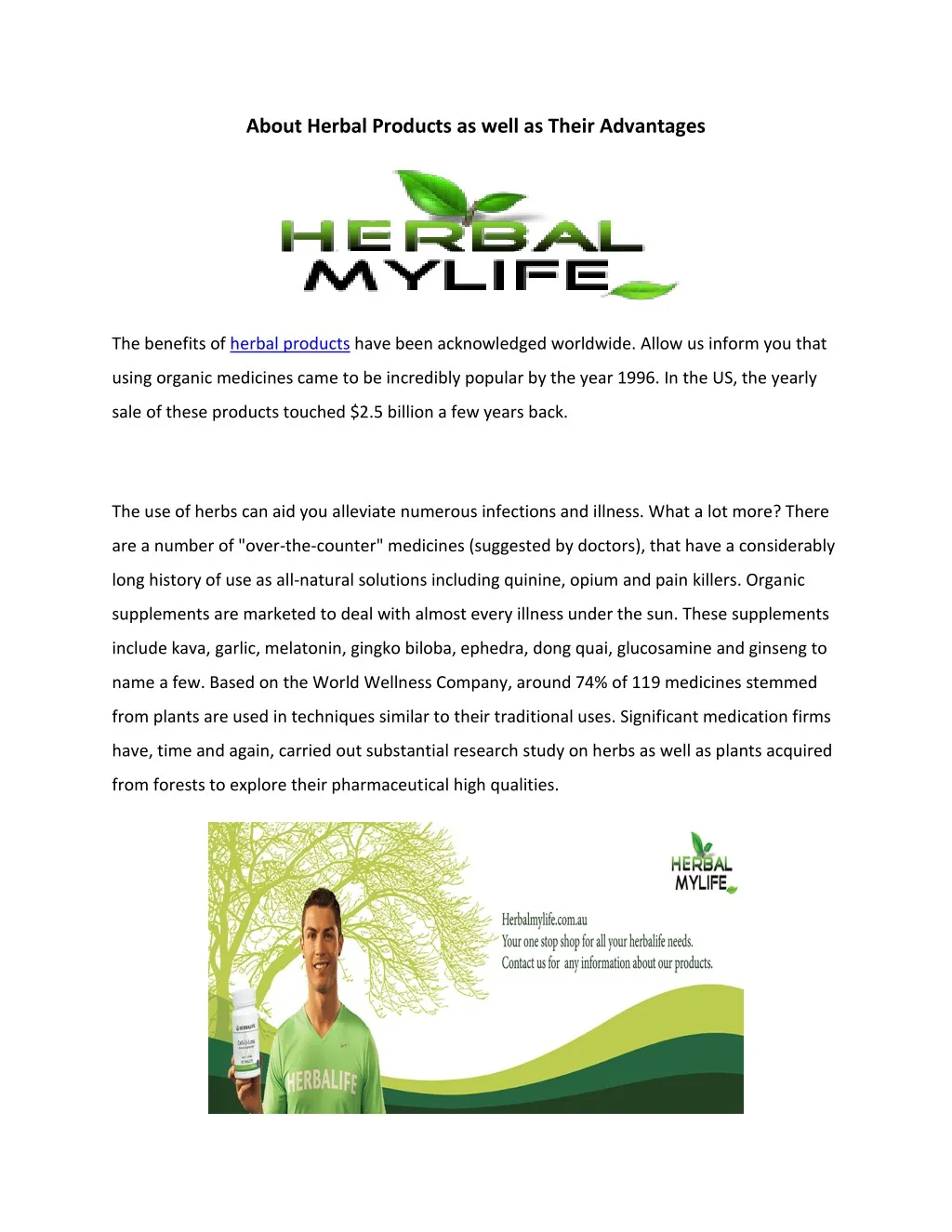 about herbal products as well as their advantages n.