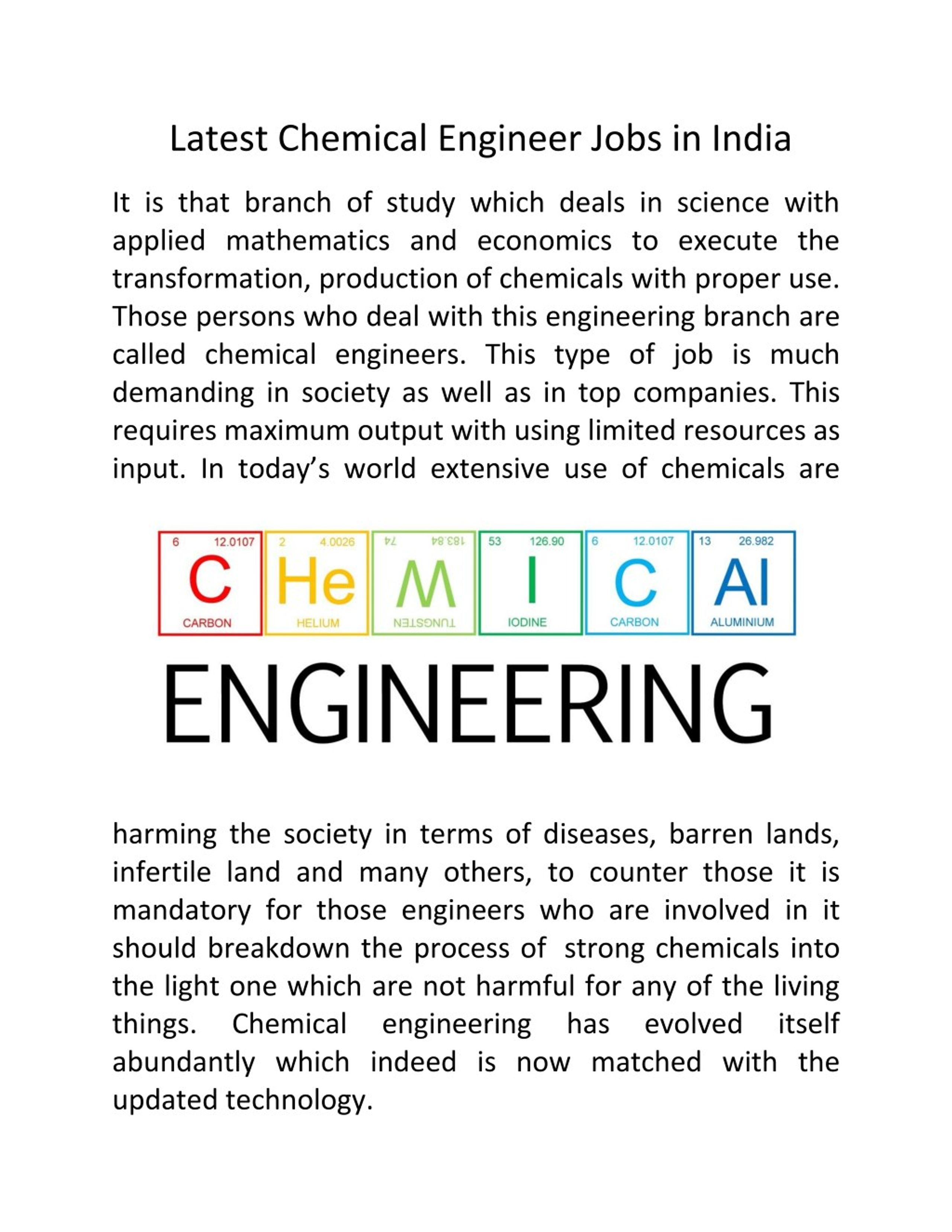 chemical engineering job essay