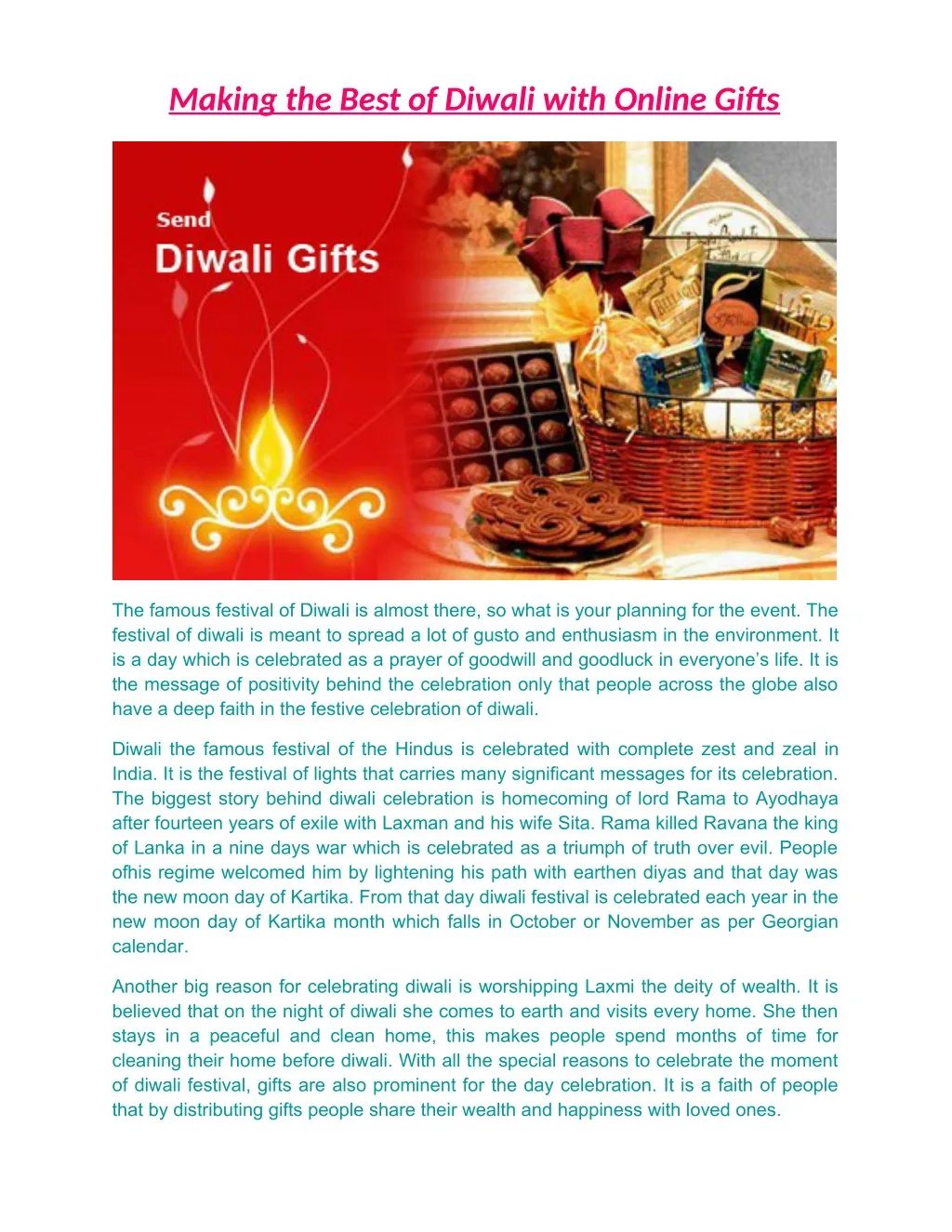 making the best of diwali with online gifts n.