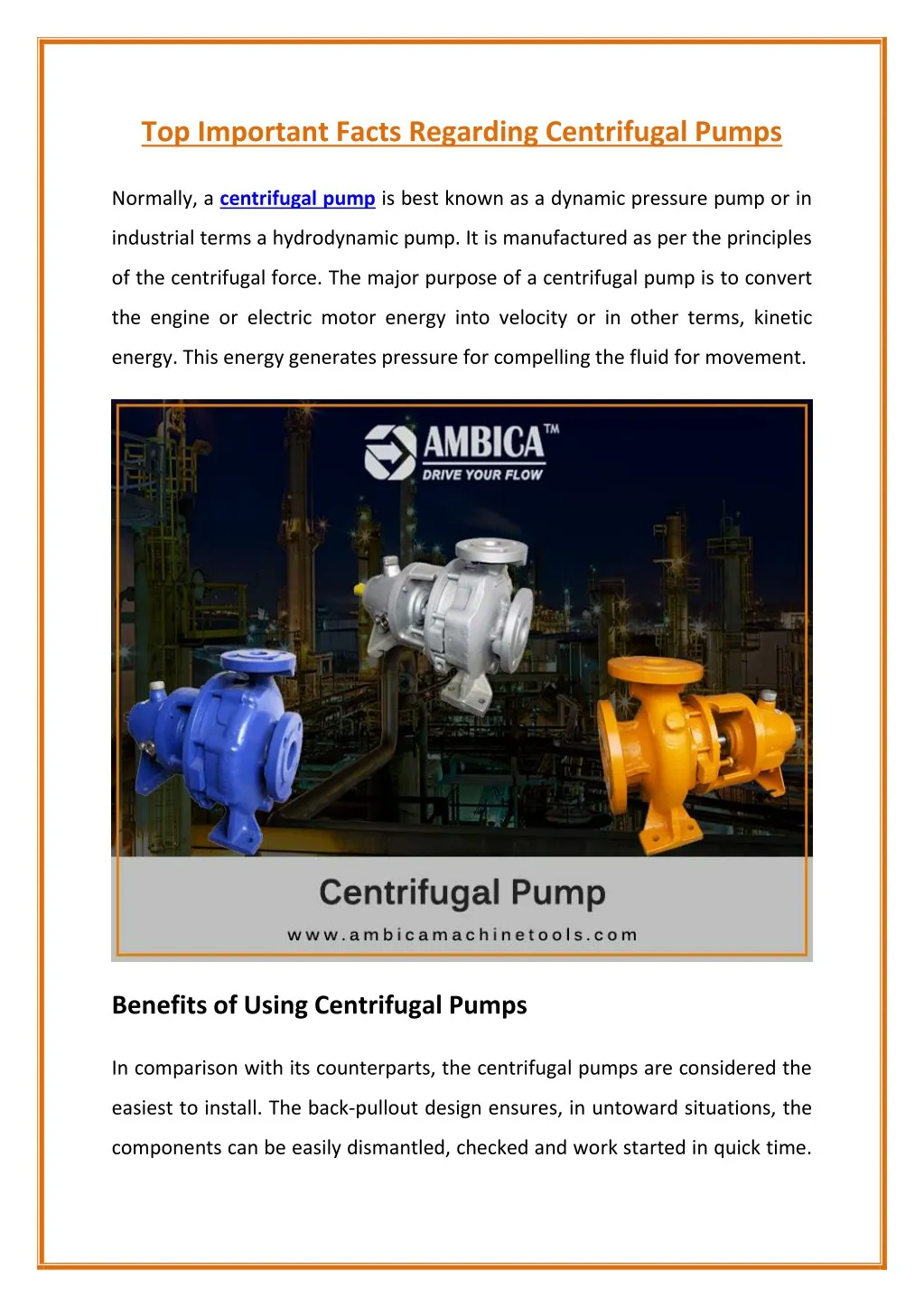 PPT - Centrifugal Pumps Have Proven Their Worth in Industries ...