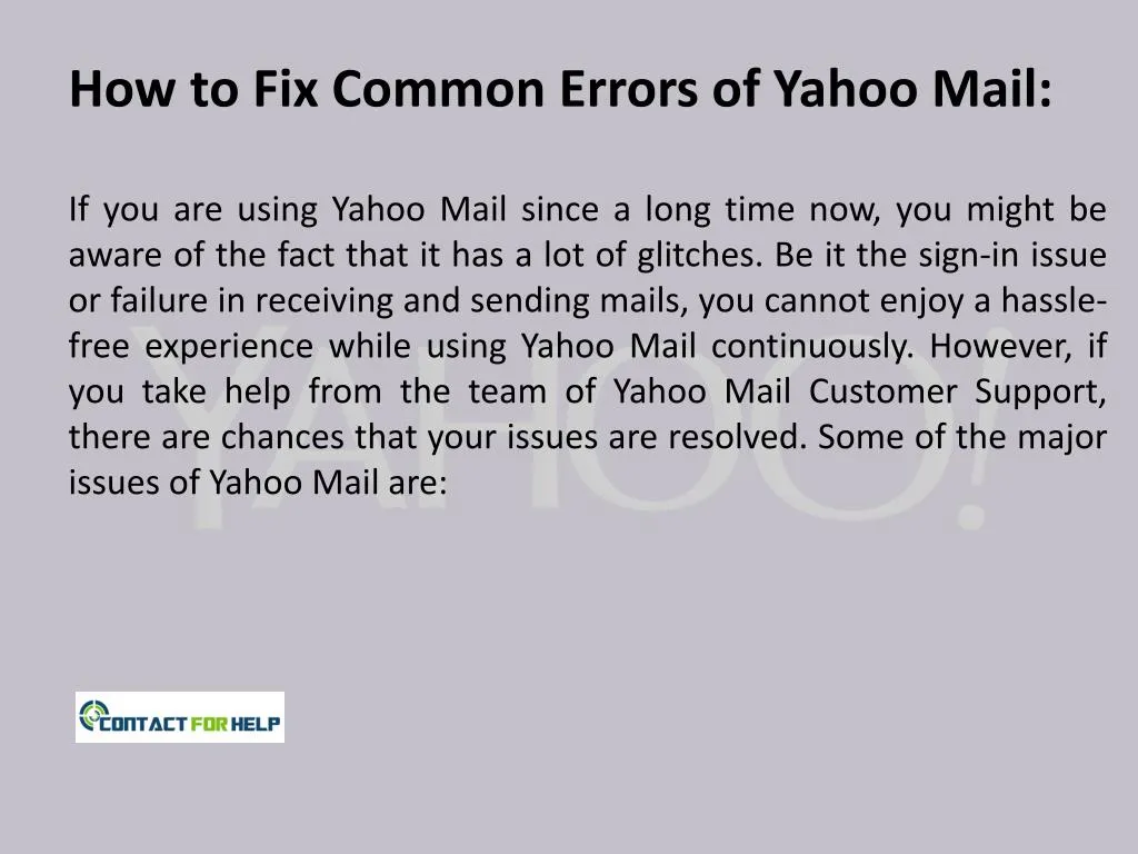 PPT How to fix Common Errors of Yahoo Mail PowerPoint Presentation