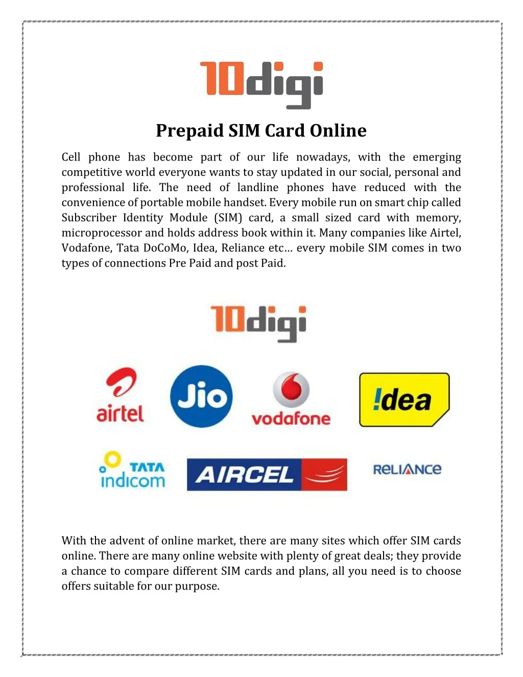 PPT Get a New Prepaid Connection Online 10digi PowerPoint