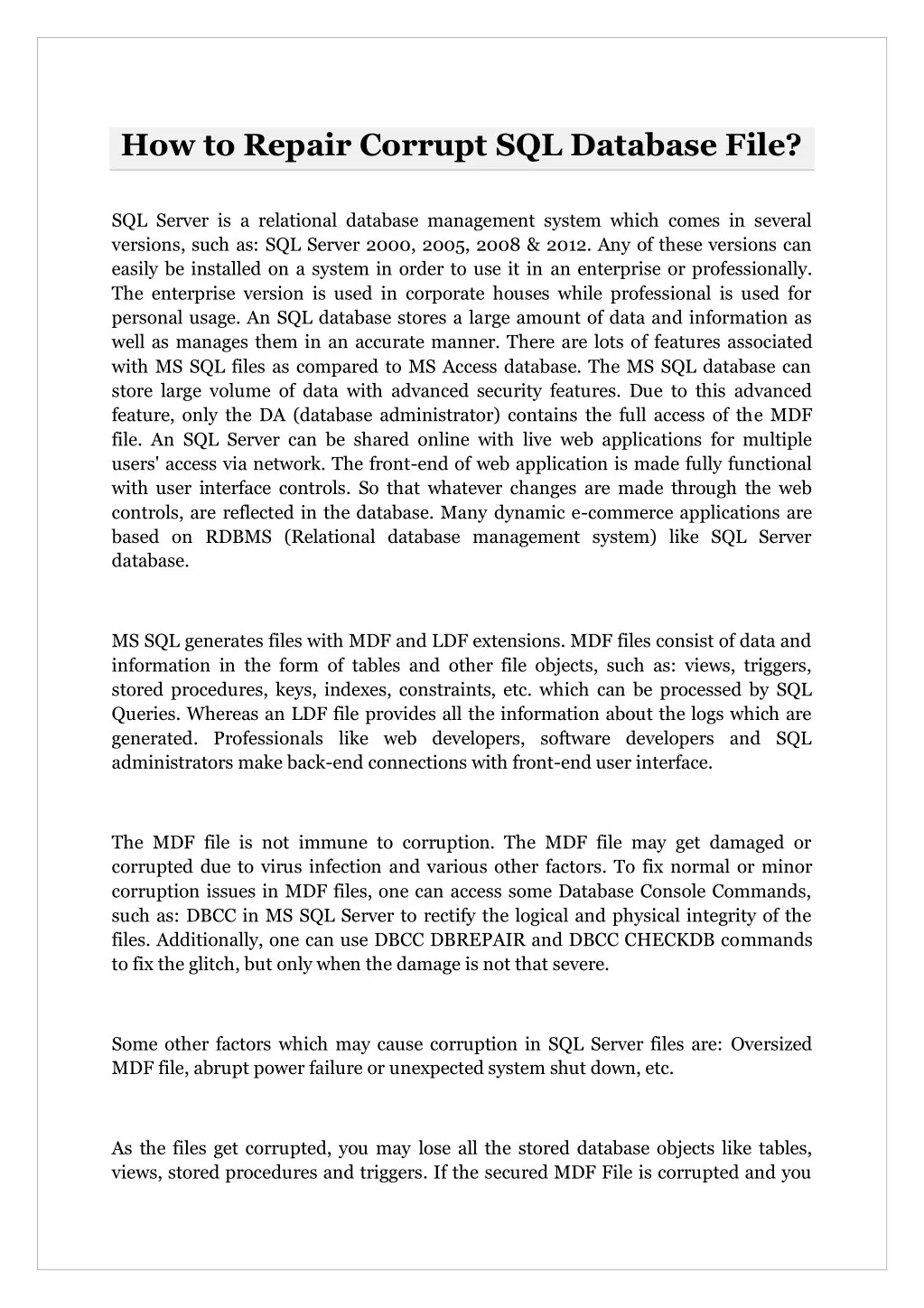 PPT - How to Repair Corrupt SQL Database File? PowerPoint Presentation ...