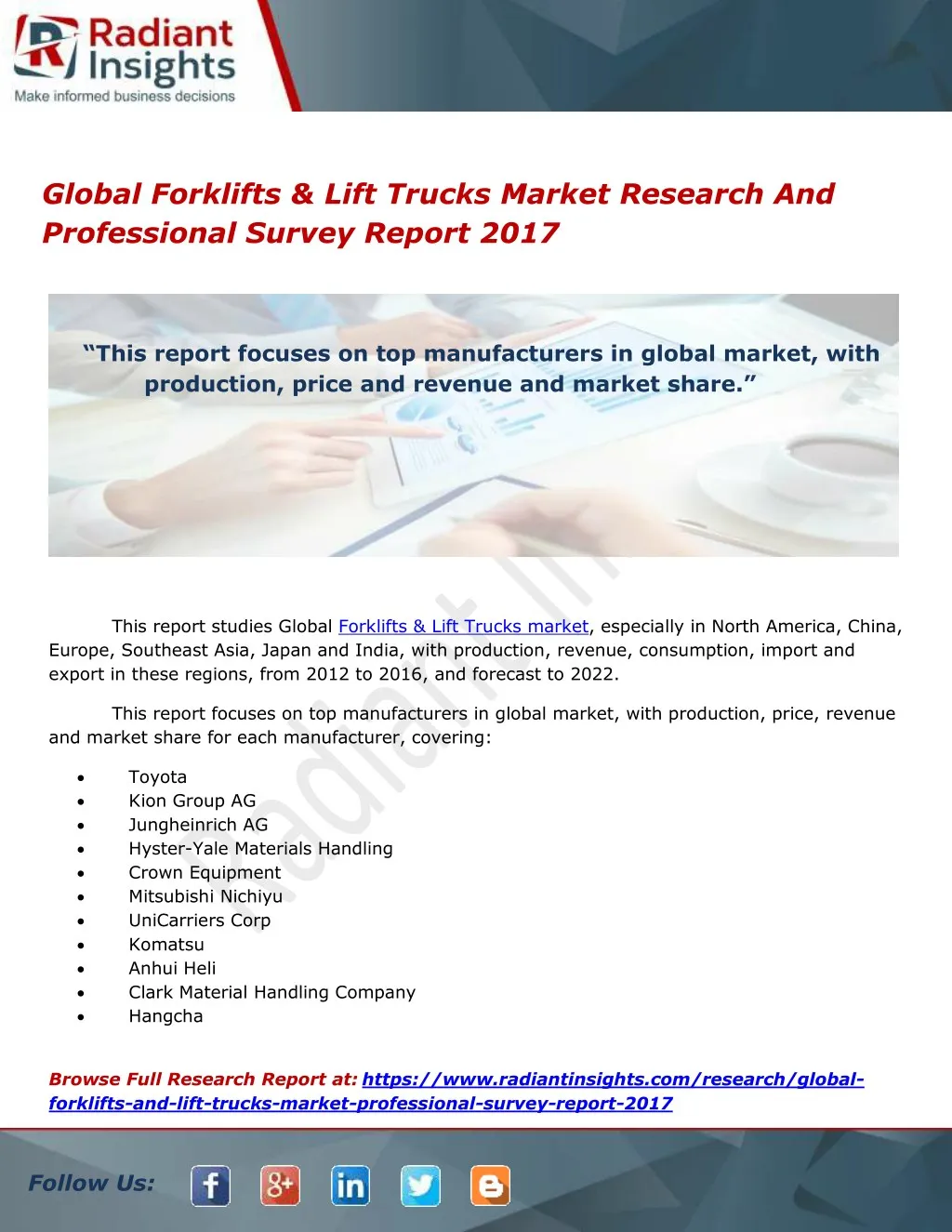 PPT - Global Forklifts & Lift Trucks Market Research And Professional ...