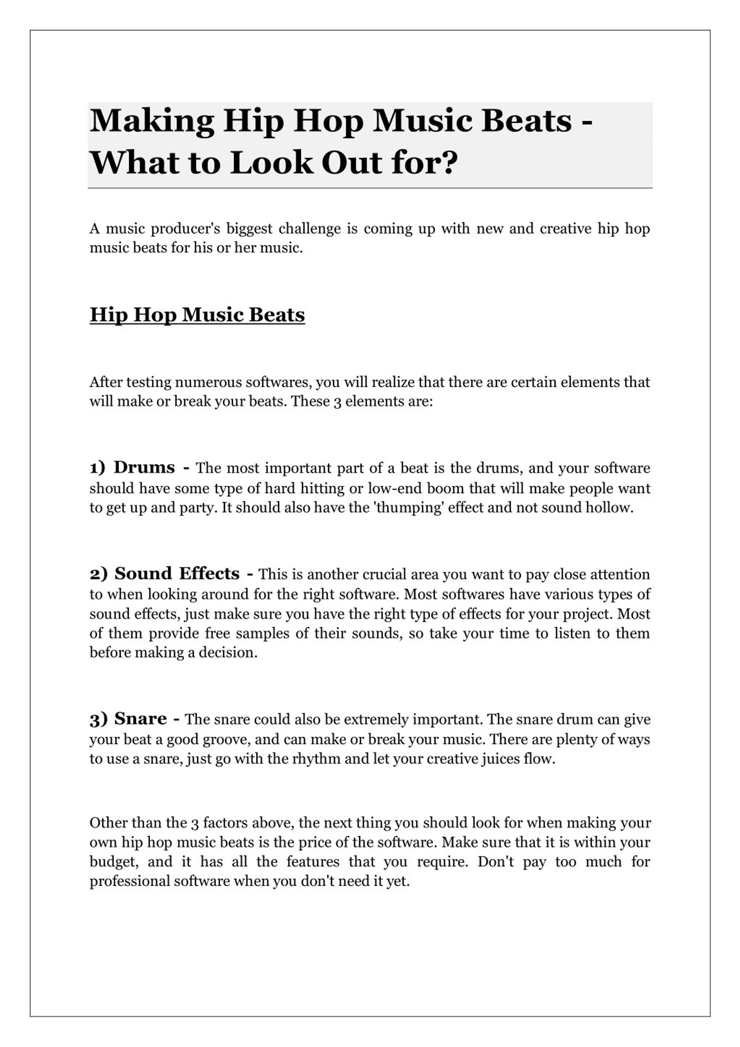 different types of hip hop beats