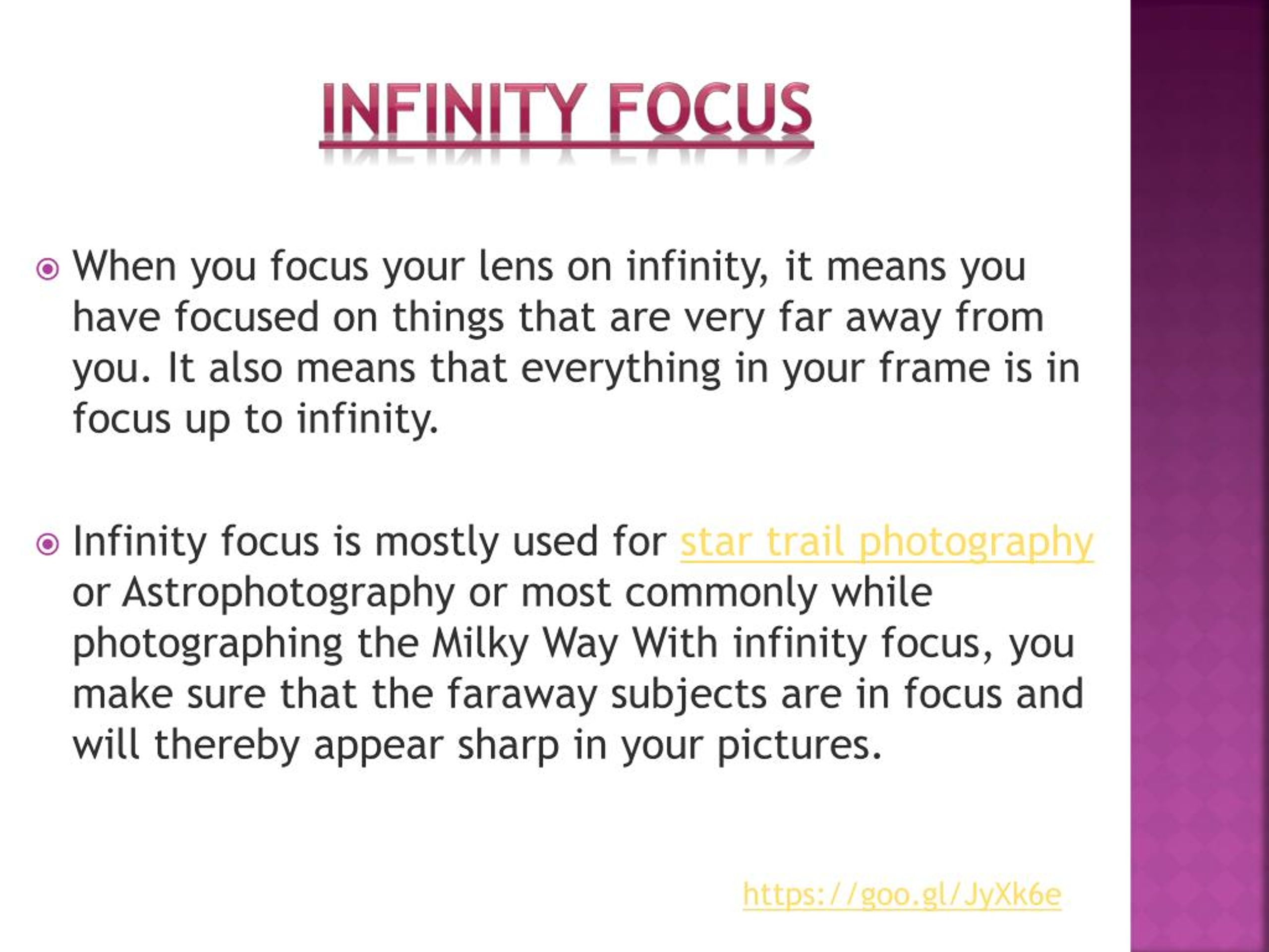 PPT - How to Find Infinity Focus on Your Lens | The Photographers Blog ...