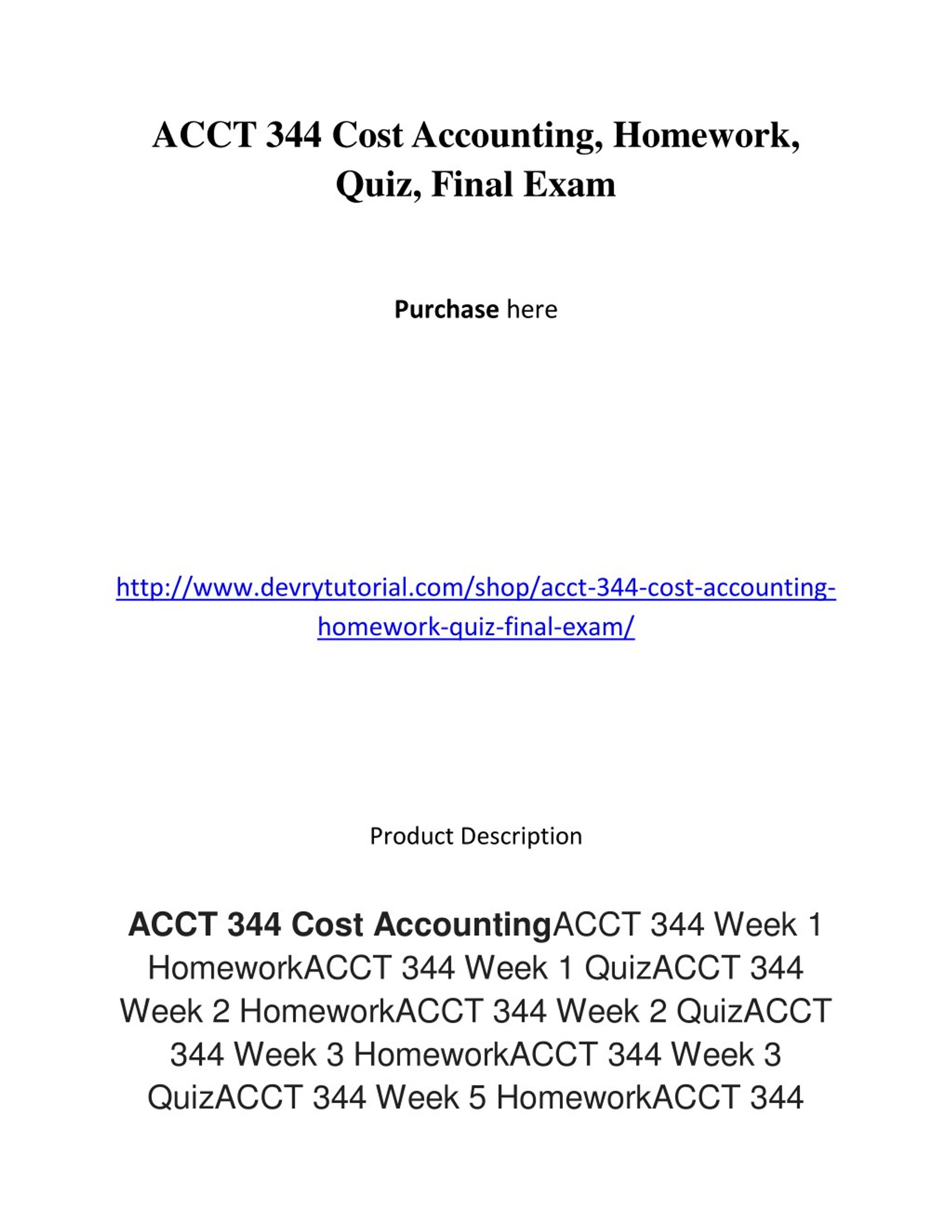 cost accounting homework solutions