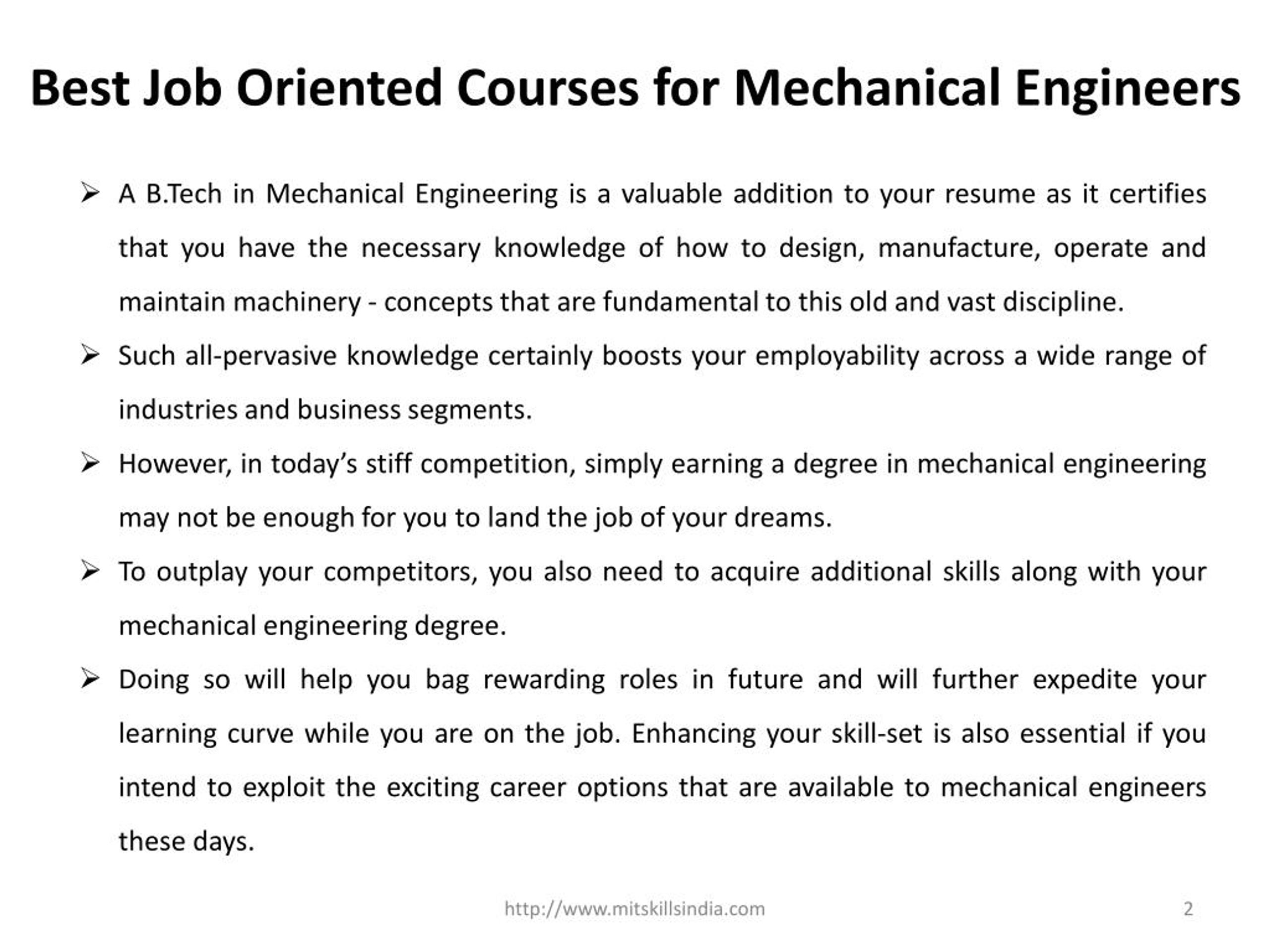 PPT - Best Job Oriented Courses For Mechanical Engineers PowerPoint ...