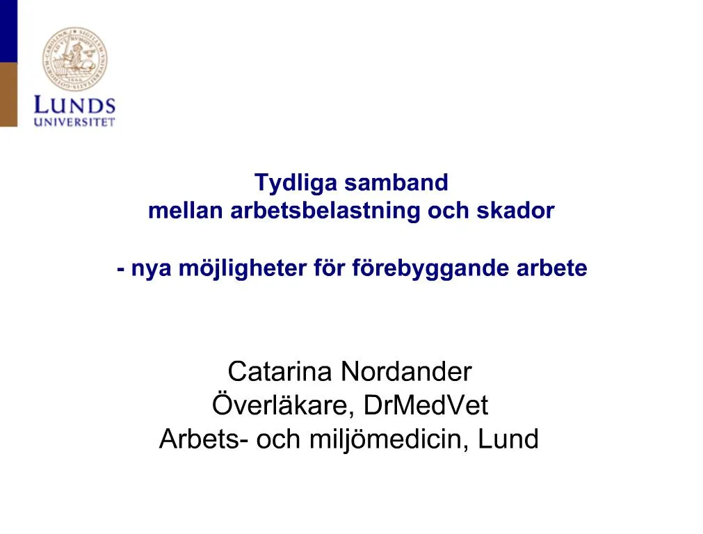 PPT - Tydliga Samband Mellan Arbetsbelastning Och Skador - Nya M ...