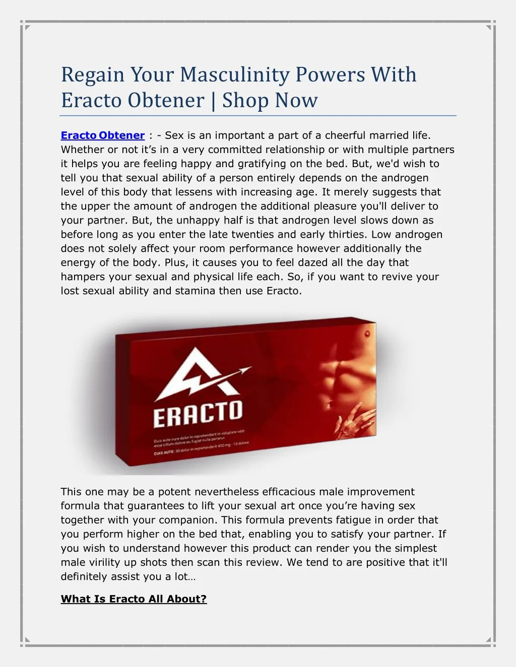regain your masculinity powers with eracto n.