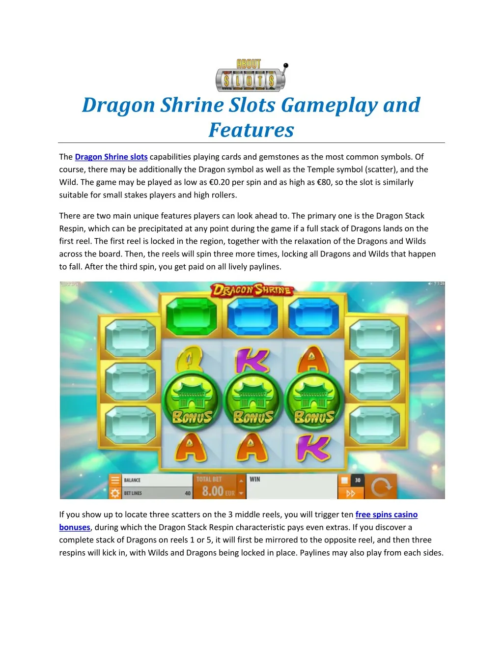dragon shrine slots gameplay and features n.
