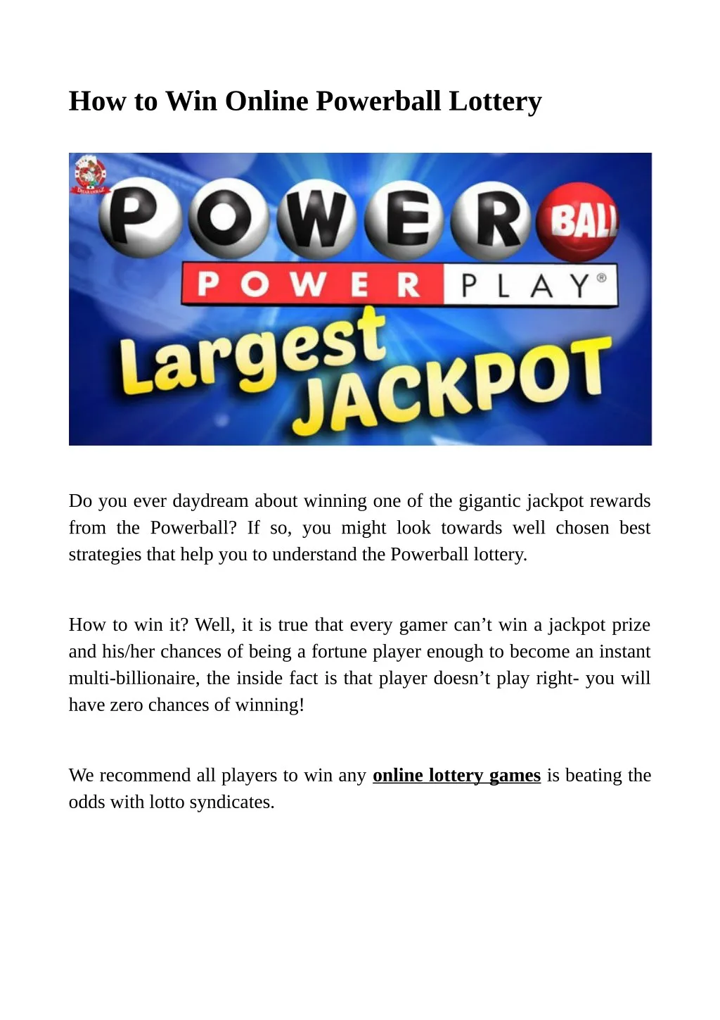 lotto powerball online