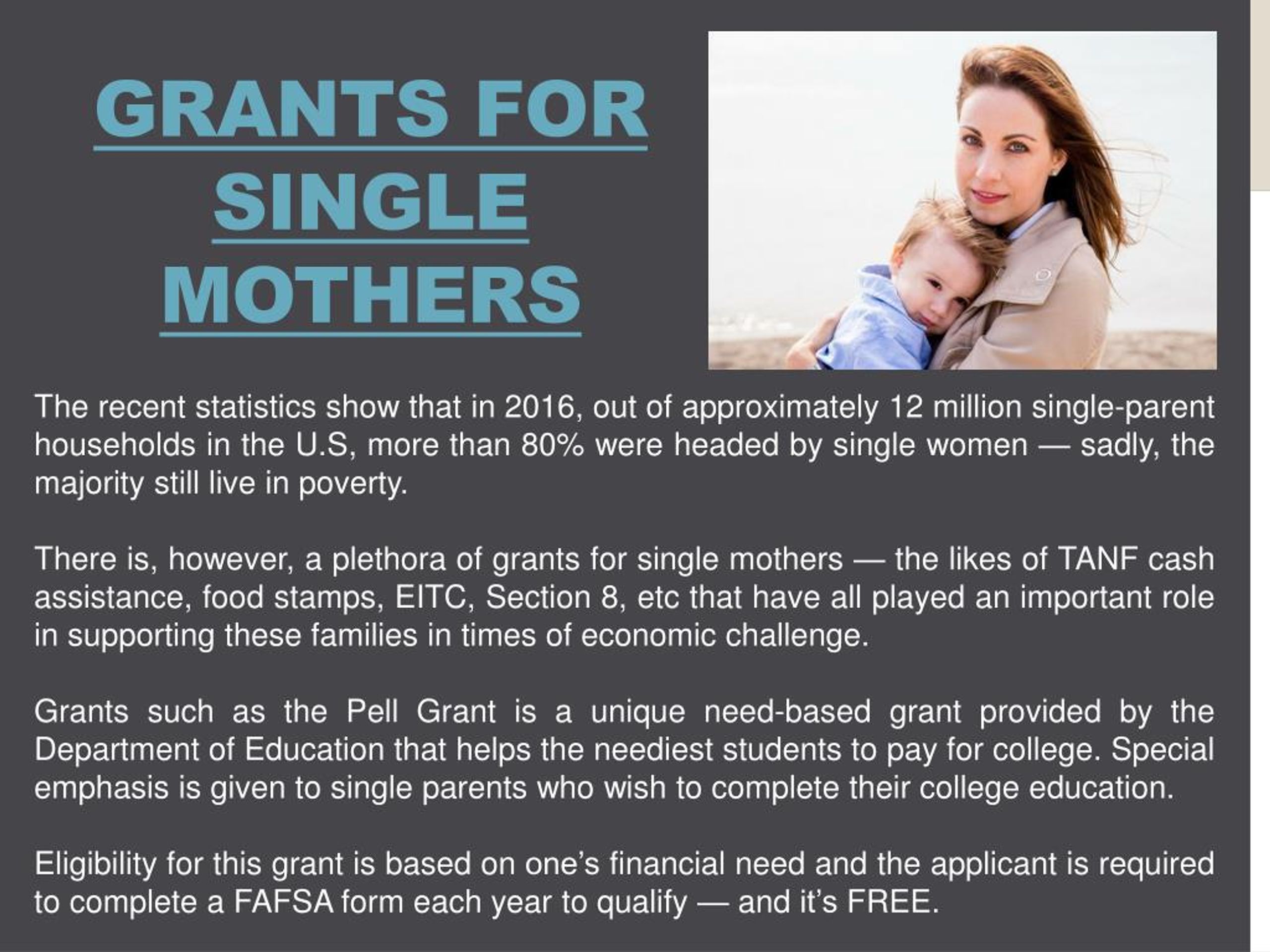 PPT Grants for Single Moms PowerPoint Presentation, free download