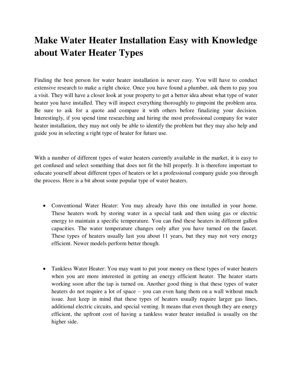 presentation on water heater