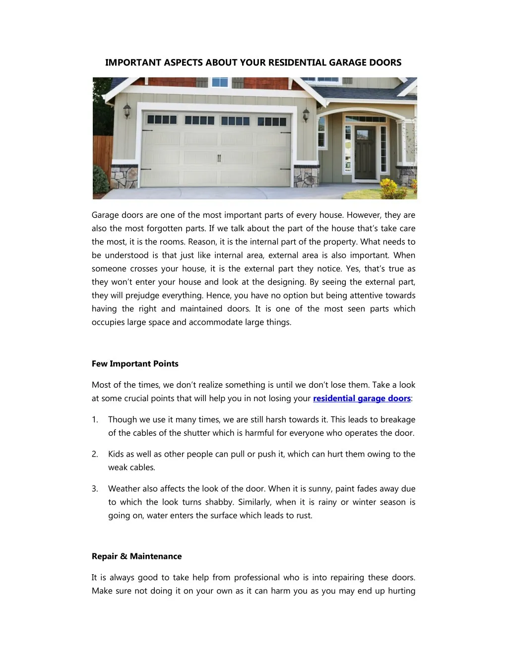 Ppt Important Aspects About Your Residential Garage Doors