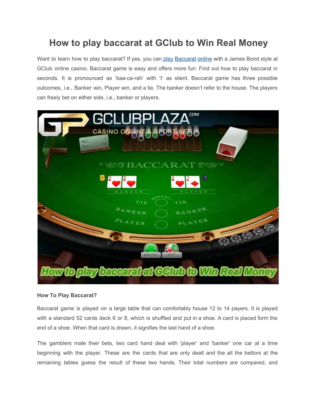 how to play baccarat at gclub to win real money n.