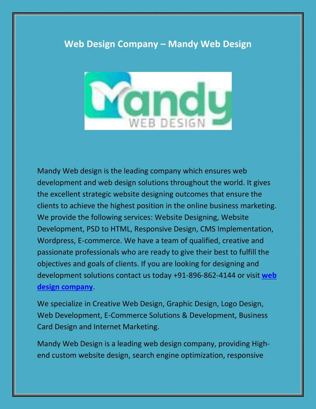 web design company mandy web design n.