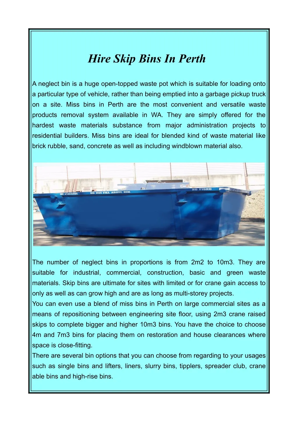 PPT Hire Skip Bins In Perth PowerPoint Presentation, free download