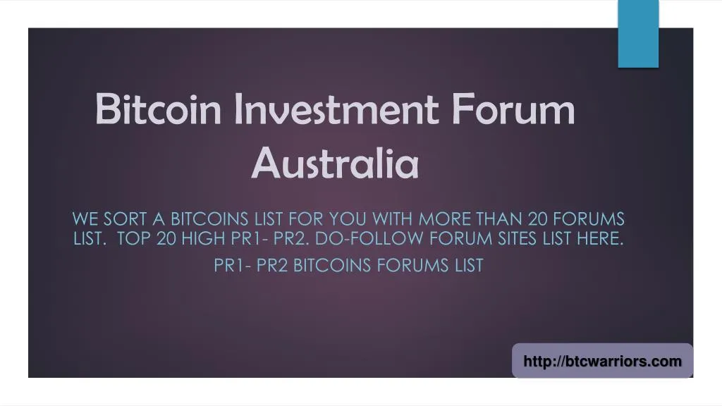 bitcoin investment forum australia n.