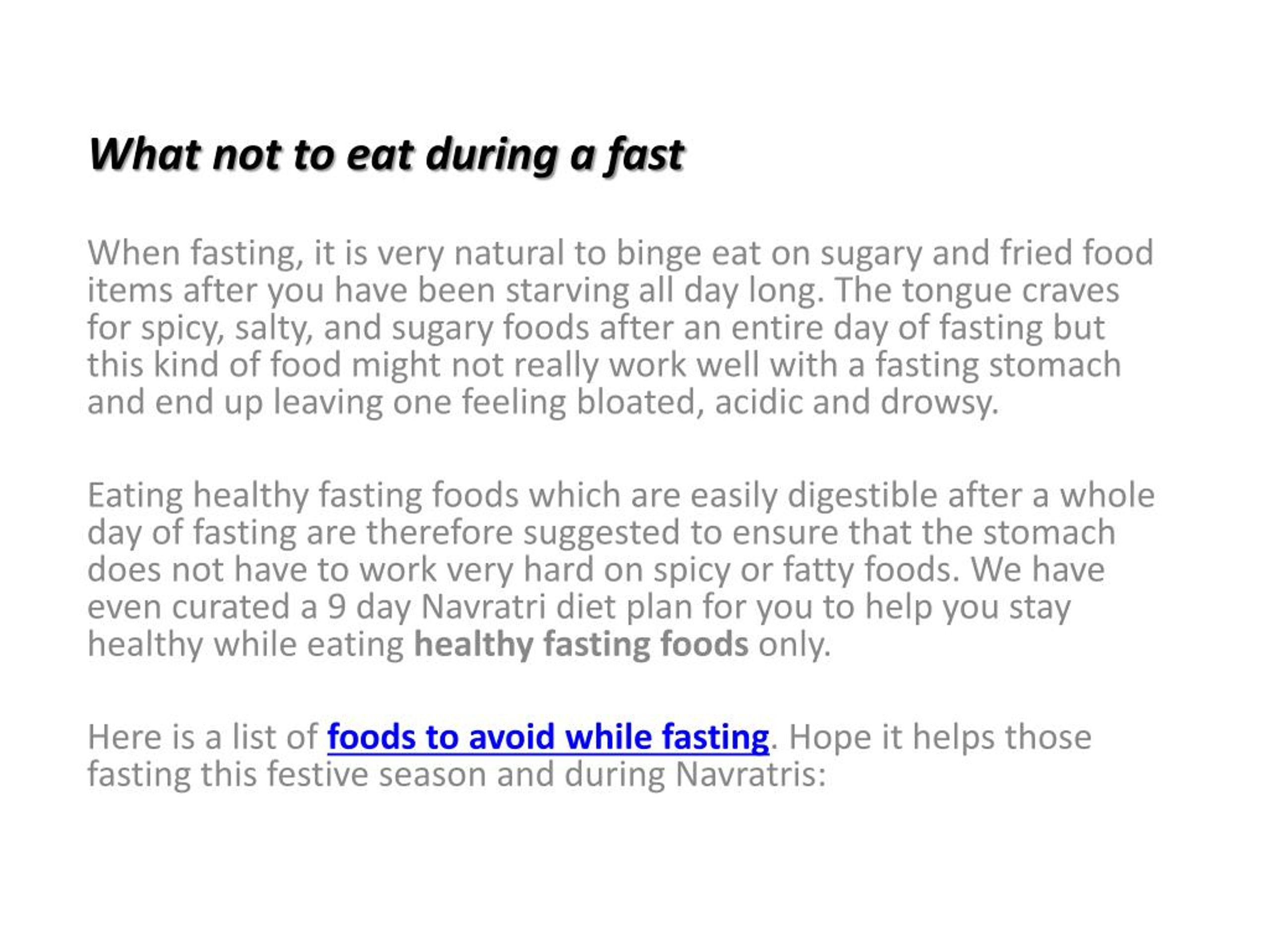PPT - 9 Foods to Avoid While Fasting | 98Fit PowerPoint Presentation ...