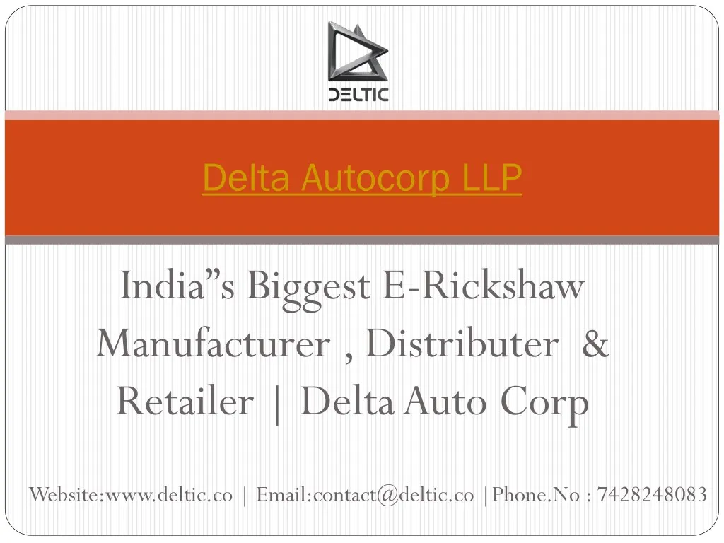 PPT ERickshaw dealership in Delhi Delta Auto Corp PowerPoint Presentation ID7696197