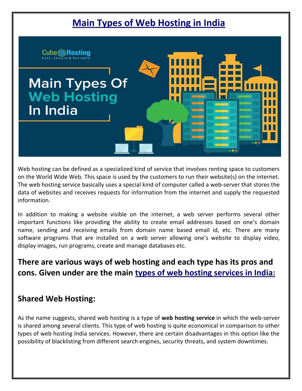 Ppt Main Types Of Web Hosting In India Powerpoint Presentation Images, Photos, Reviews