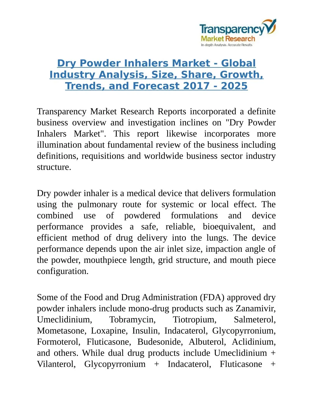 dry powder inhalers market global industry n.