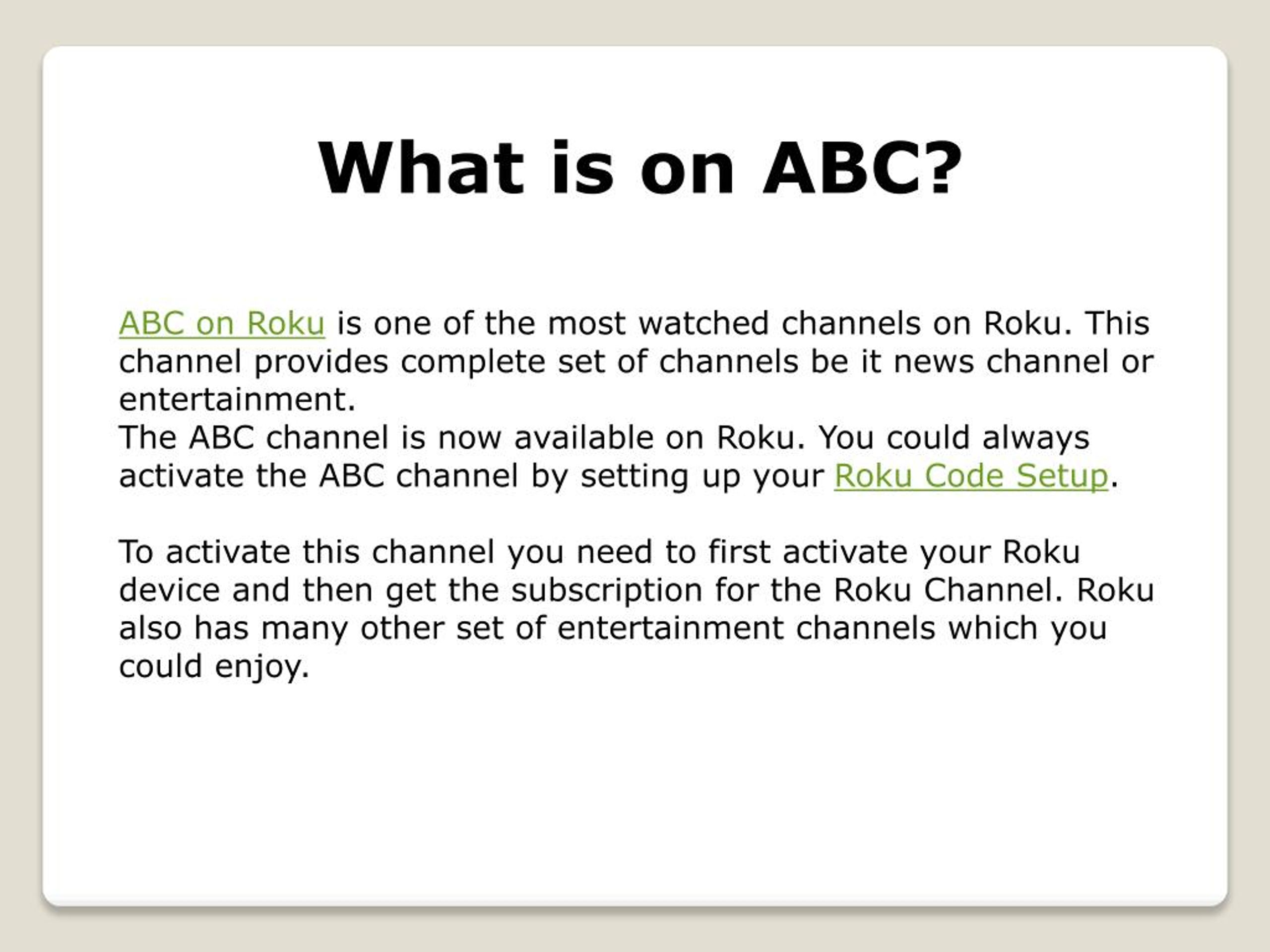 Ppt Activate Abc On Roku Powerpoint Presentation Free Download Id 7699221