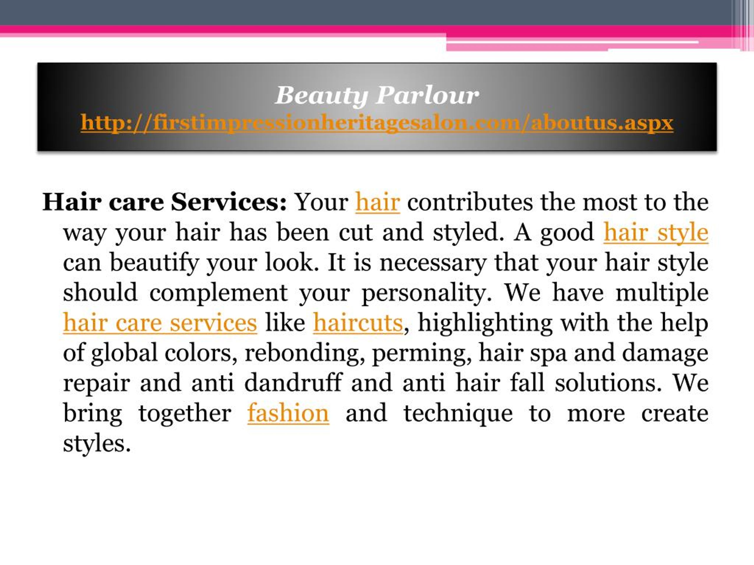 essay about beauty parlour