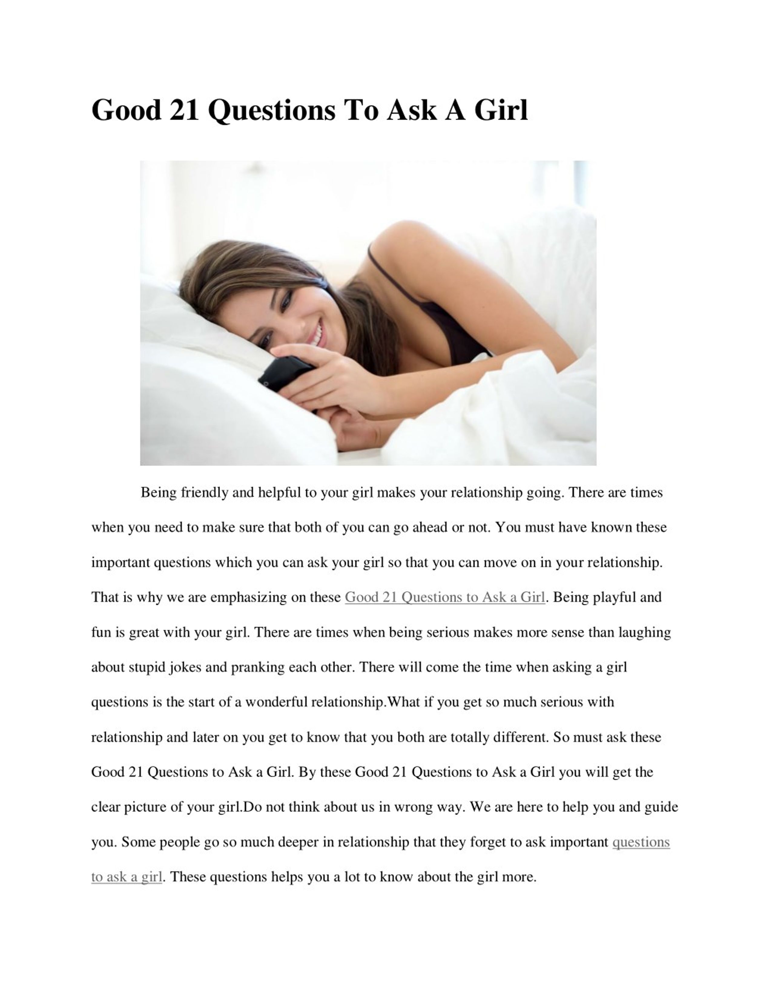 Best questions to ask a woman online