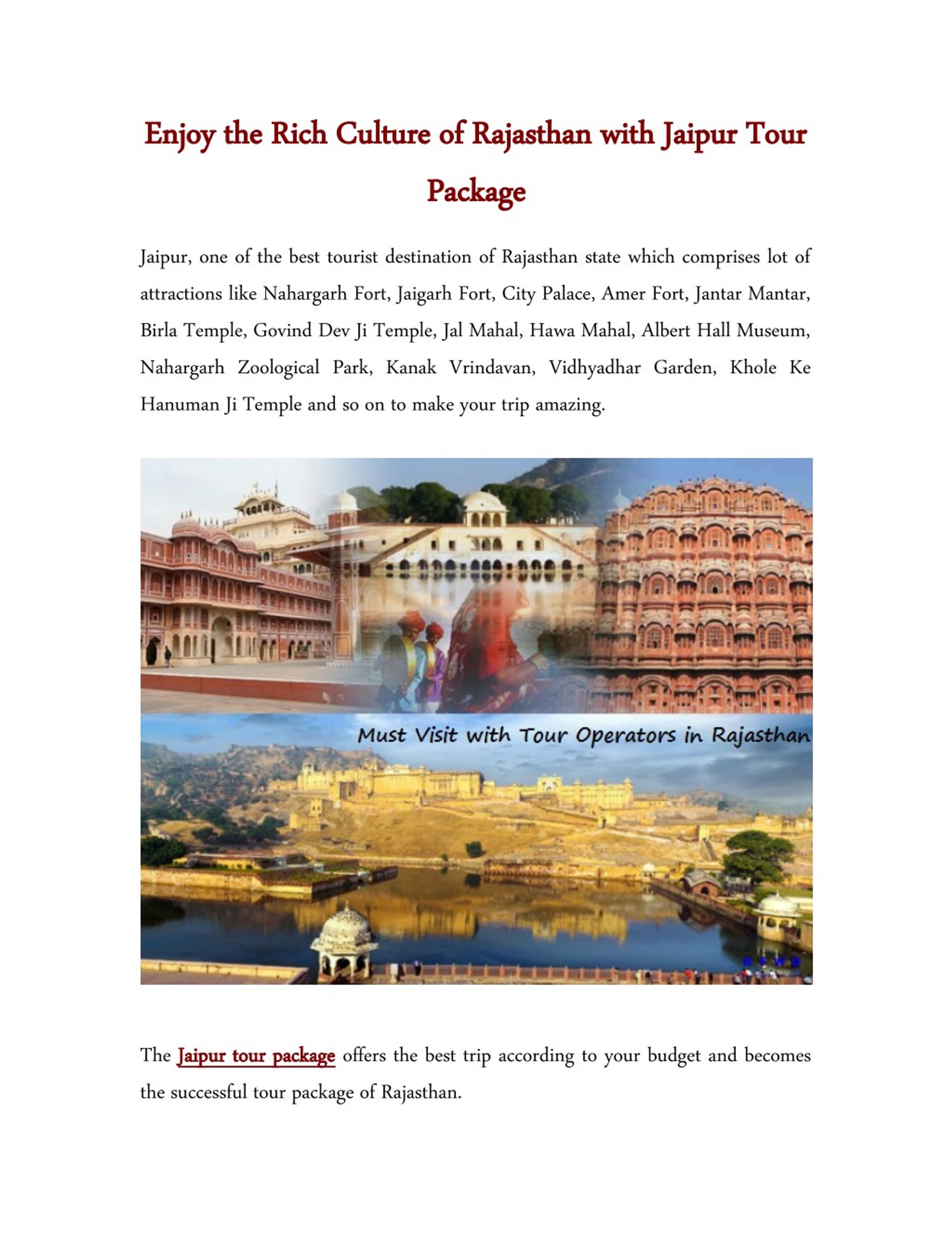 PPT - Enjoy the Rich Culture of Rajasthan with Jaipur Tour Package ...
