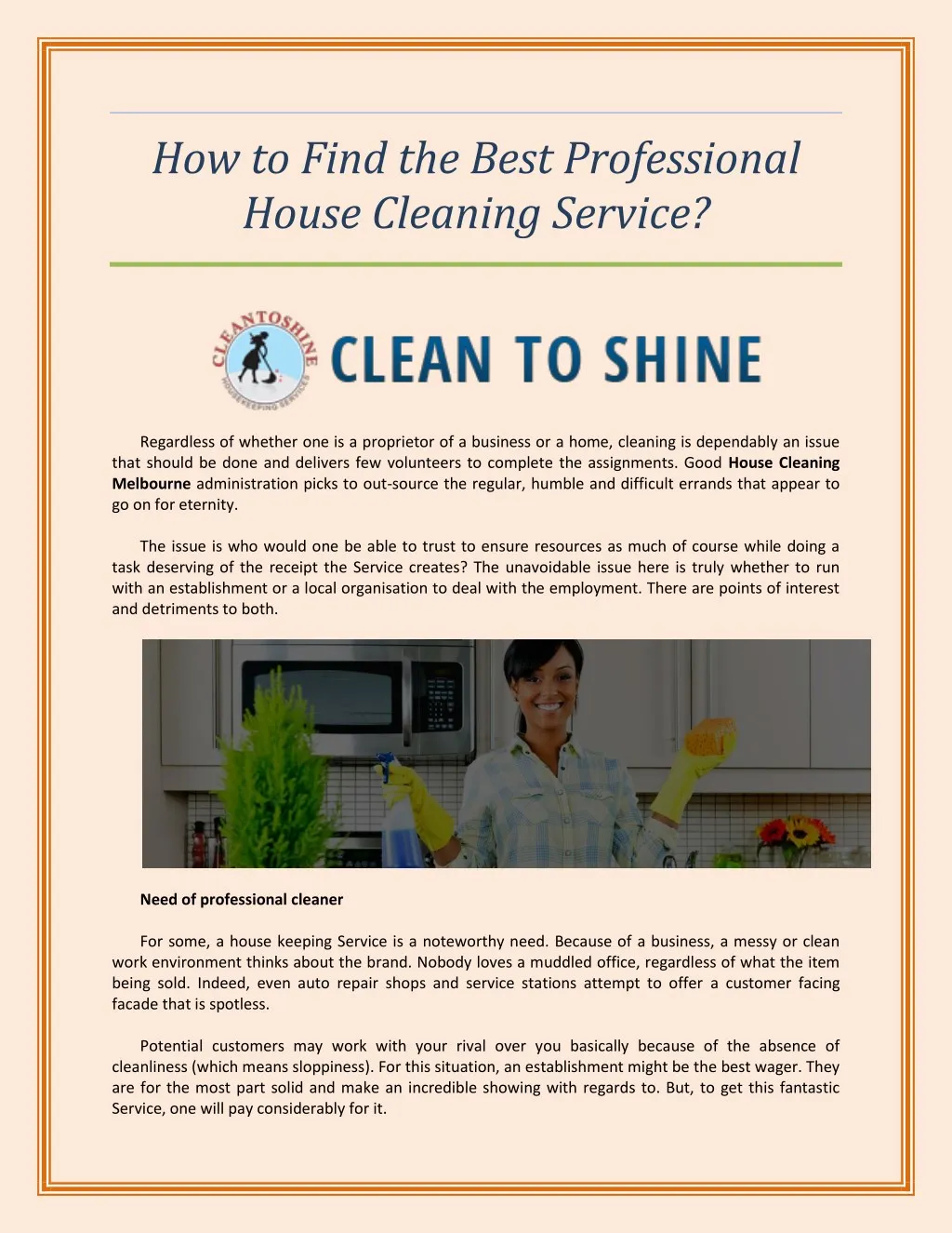 how to find a good house cleaner