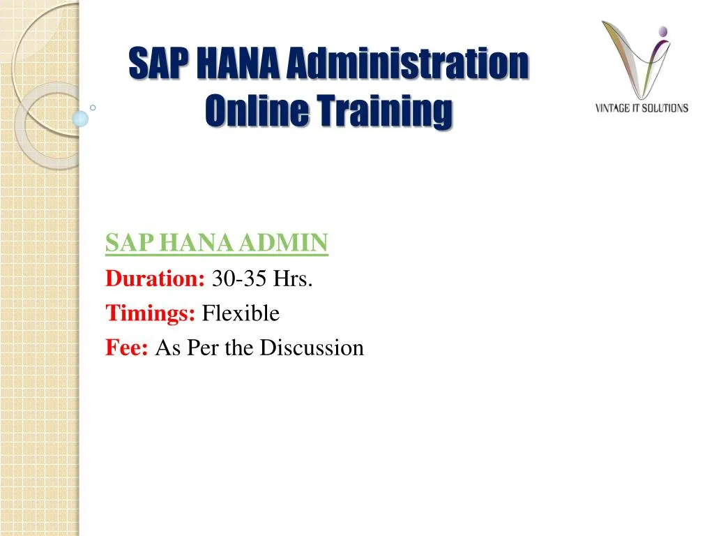 Ppt Sap Hana Administration Course Content Ppt Powerpoint