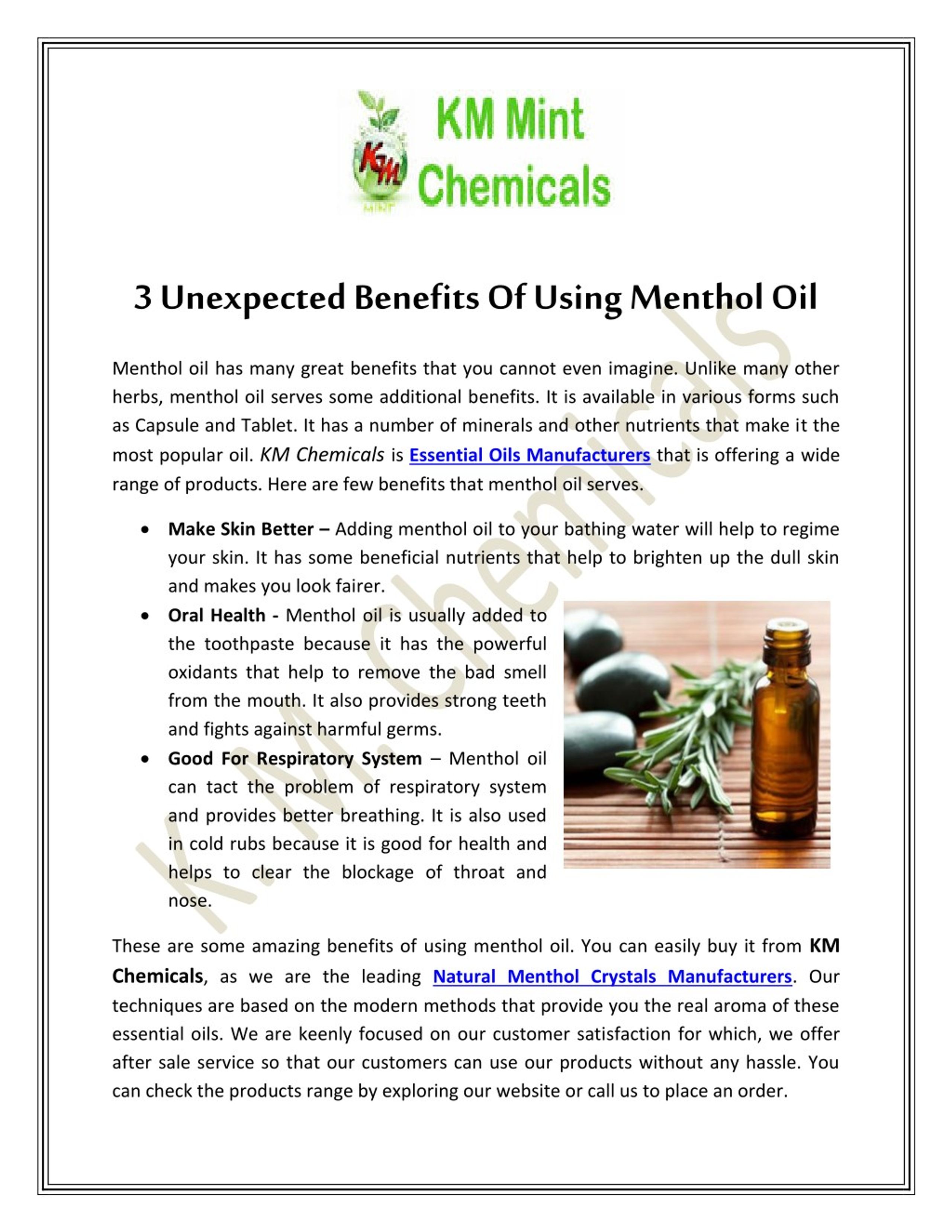 PPT 3 Unexpected Benefits Of Using Menthol Oil PowerPoint