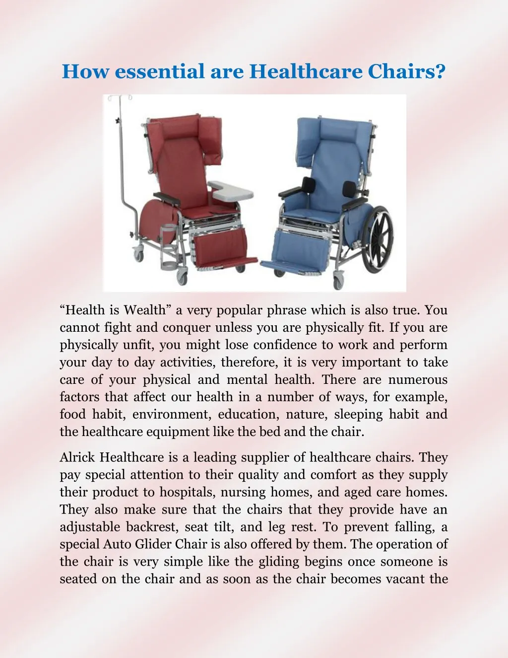 how essential are healthcare chairs n.