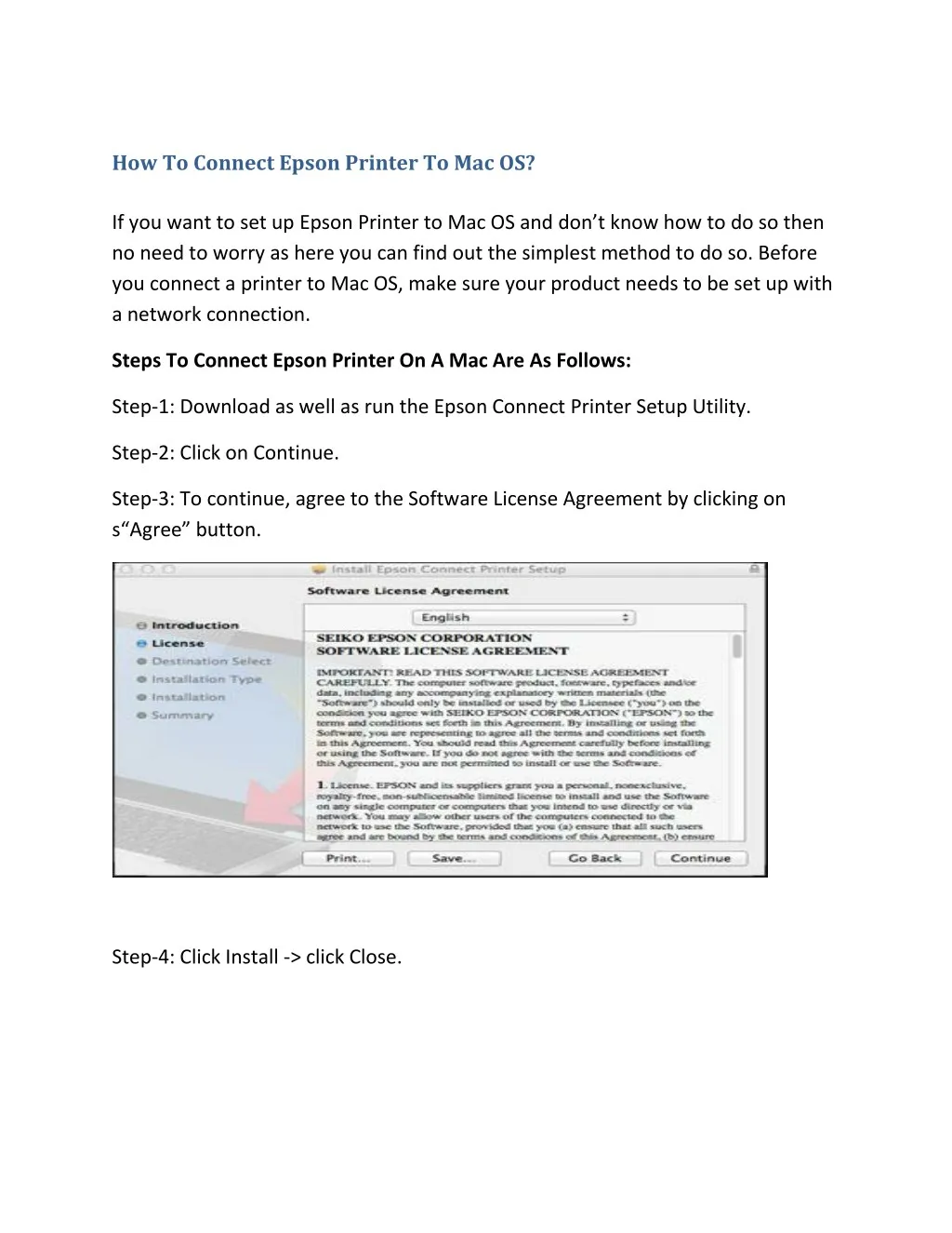 software for mac to install epson printer