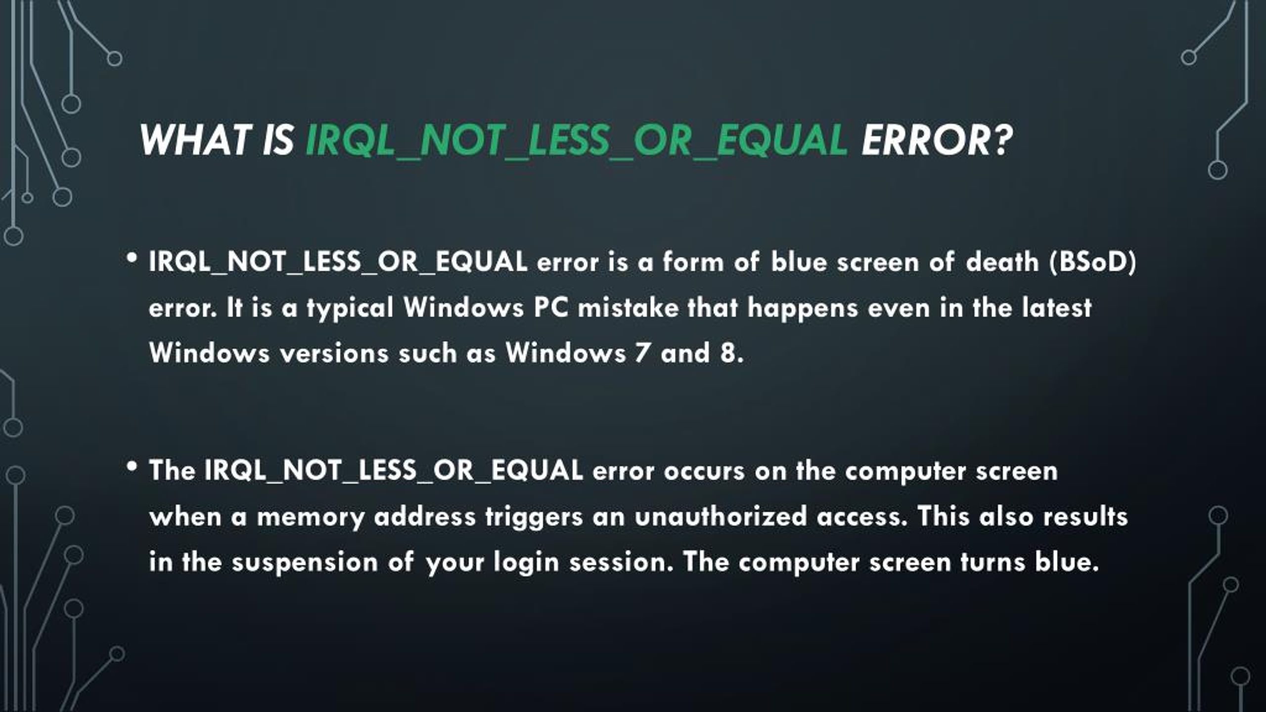 irql not less or equal