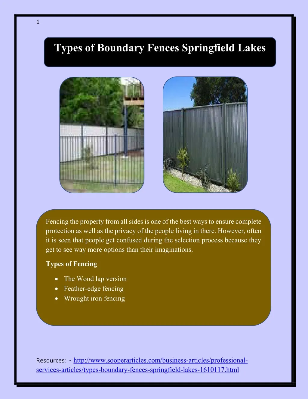 PPT Types of Boundary Fences Springfield Lakes PowerPoint