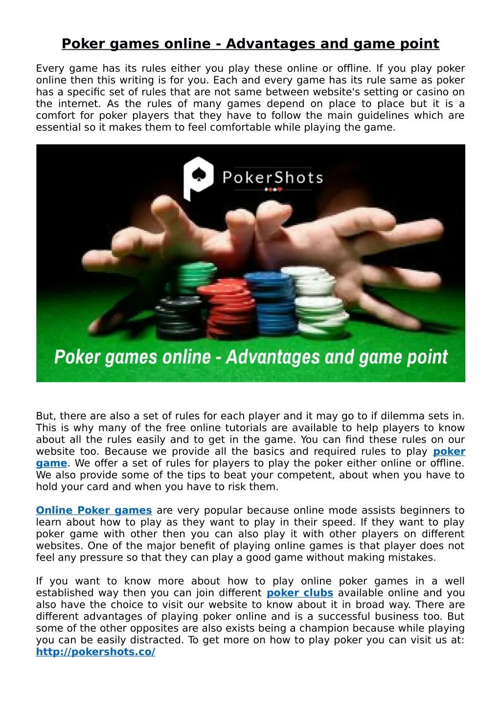 poker games online advantages and game point n.