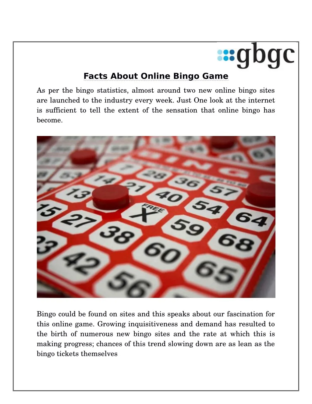 facts about online bingo game n.