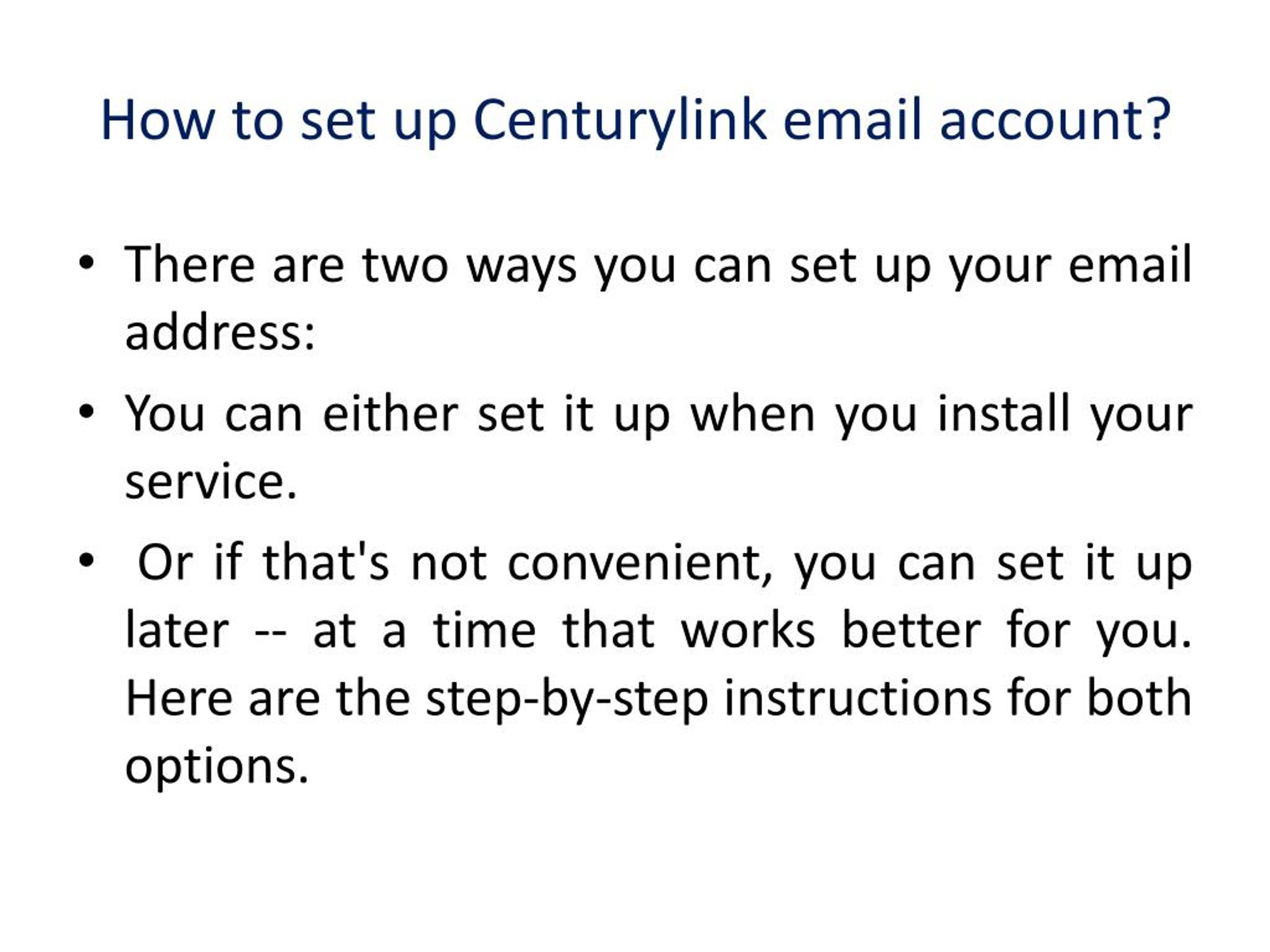 Ppt How To Set Up Centurylink Email Account For Android Powerpoint