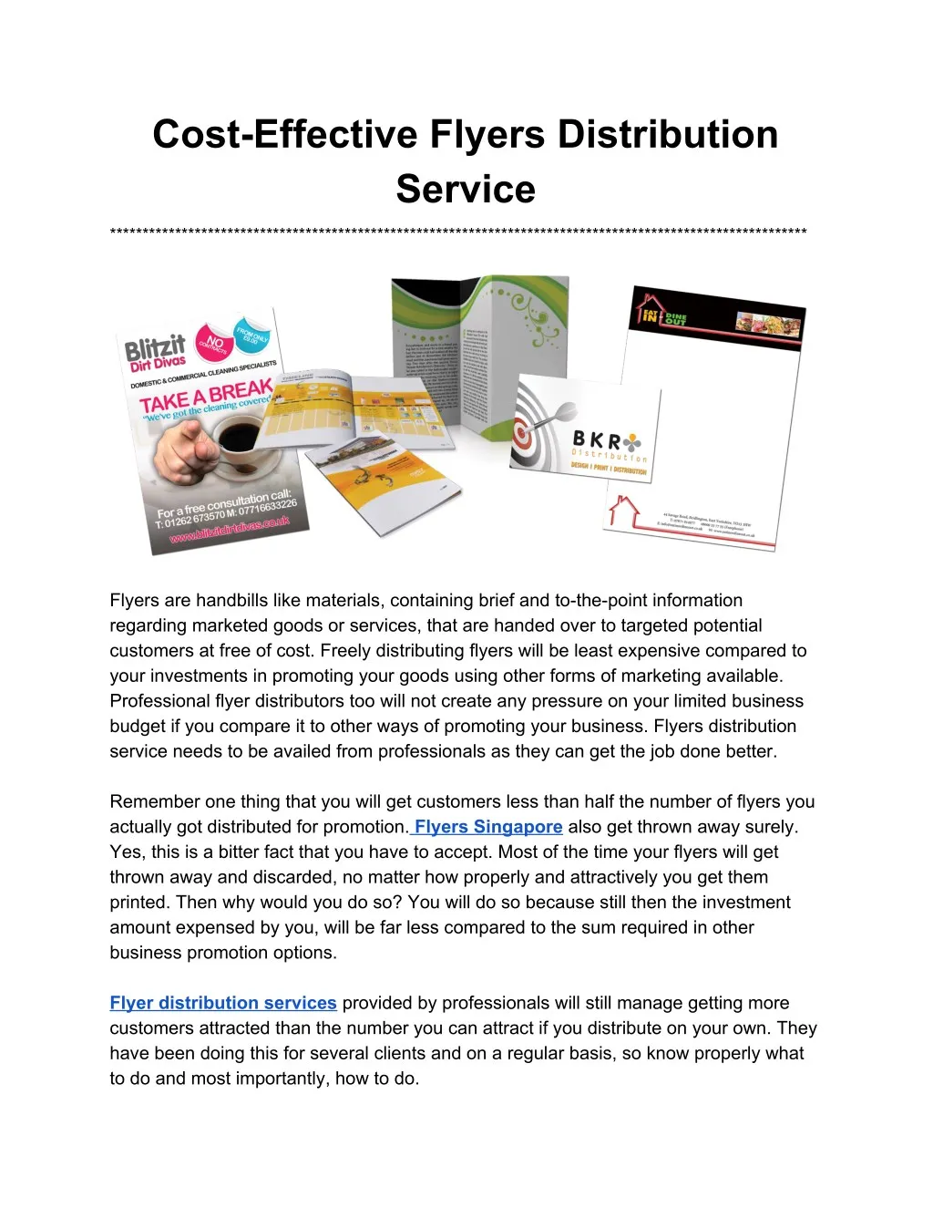 cost effective flyers distribution service n.
