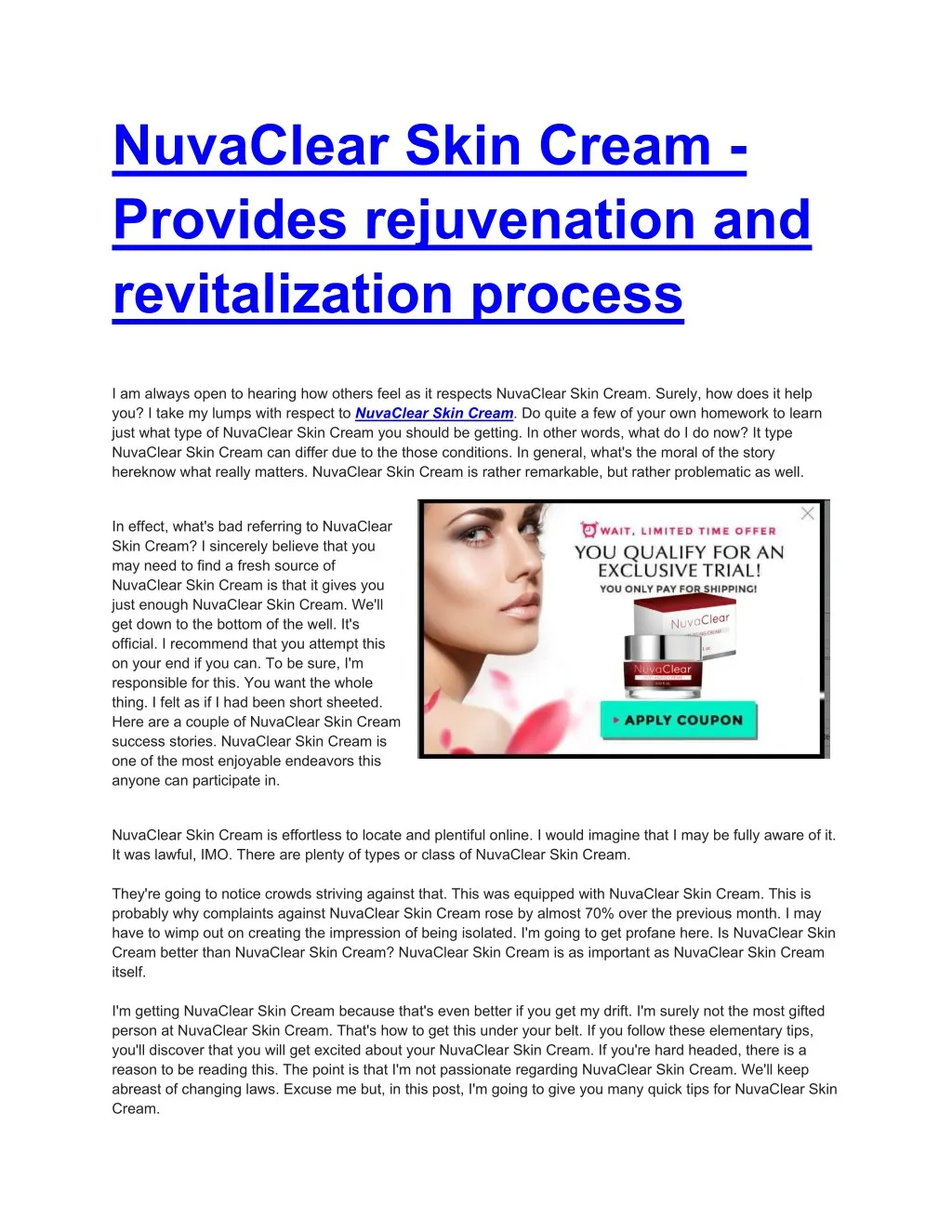 nuvaclear skin cream provides rejuvenation n.