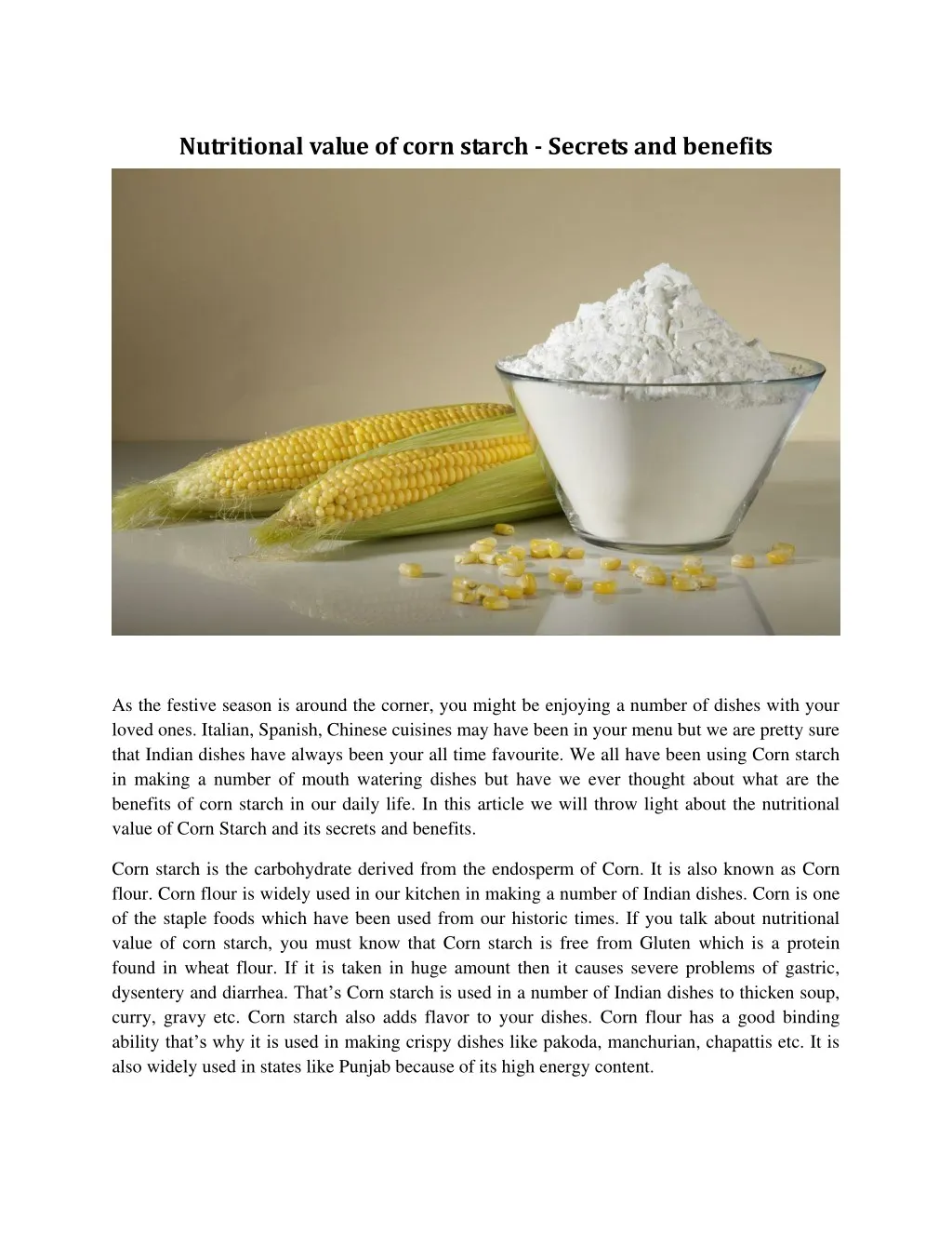 PPT Nutritional value of corn starch Secrets and benefits