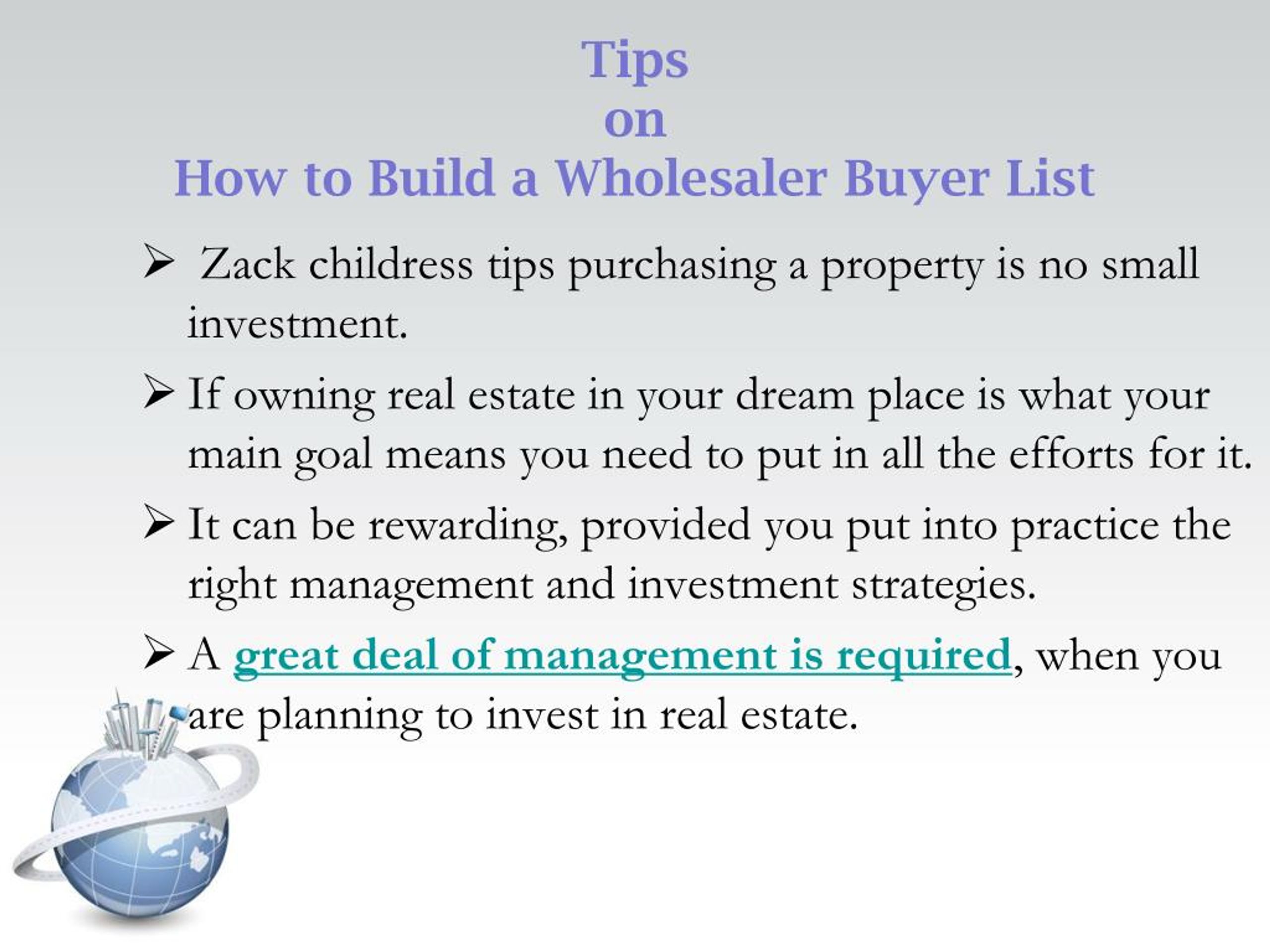 PPT Zack Childress tips on how to build a wholesale buyers list