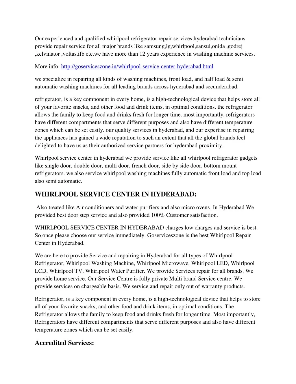 our experienced and qualified whirlpool n.