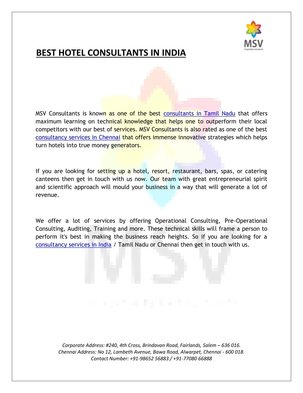 best hotel consultants in india n.