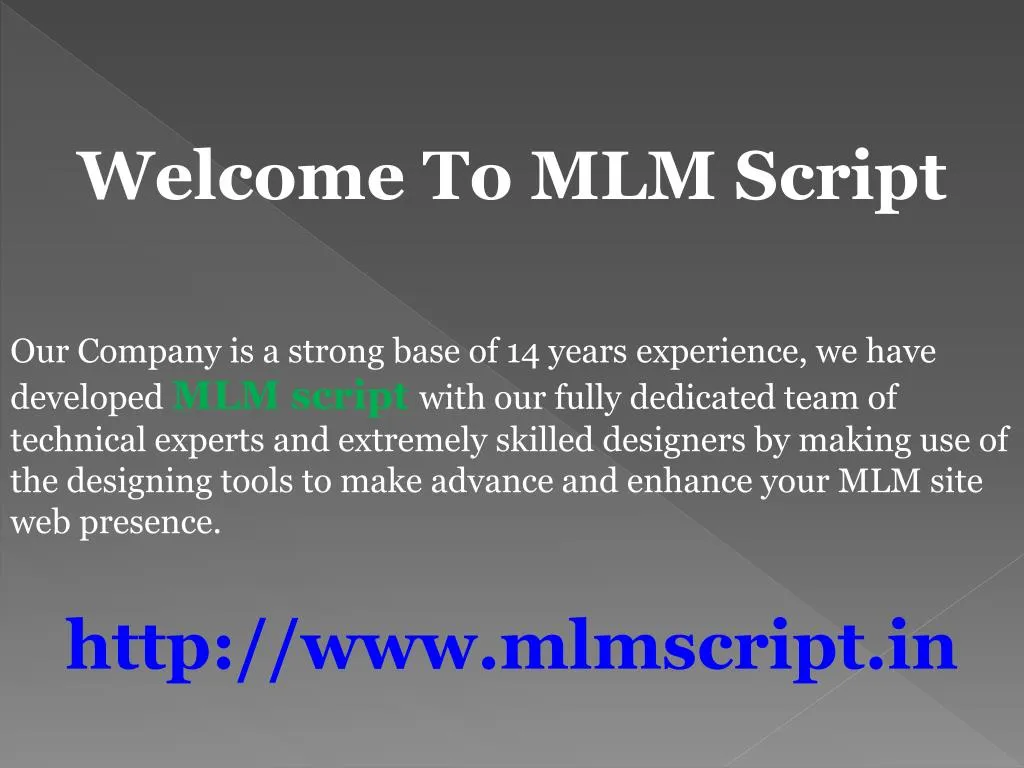 welcome to mlm script n.