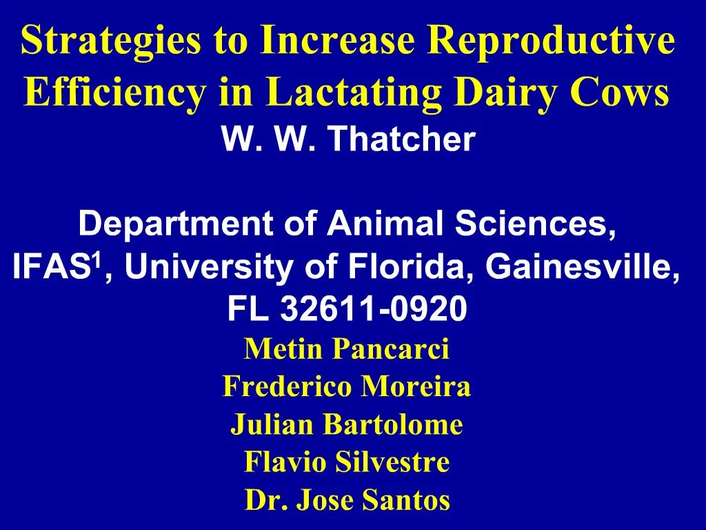 PPT - Strategies to Increase Reproductive Efficiency in Lactating Dairy ...